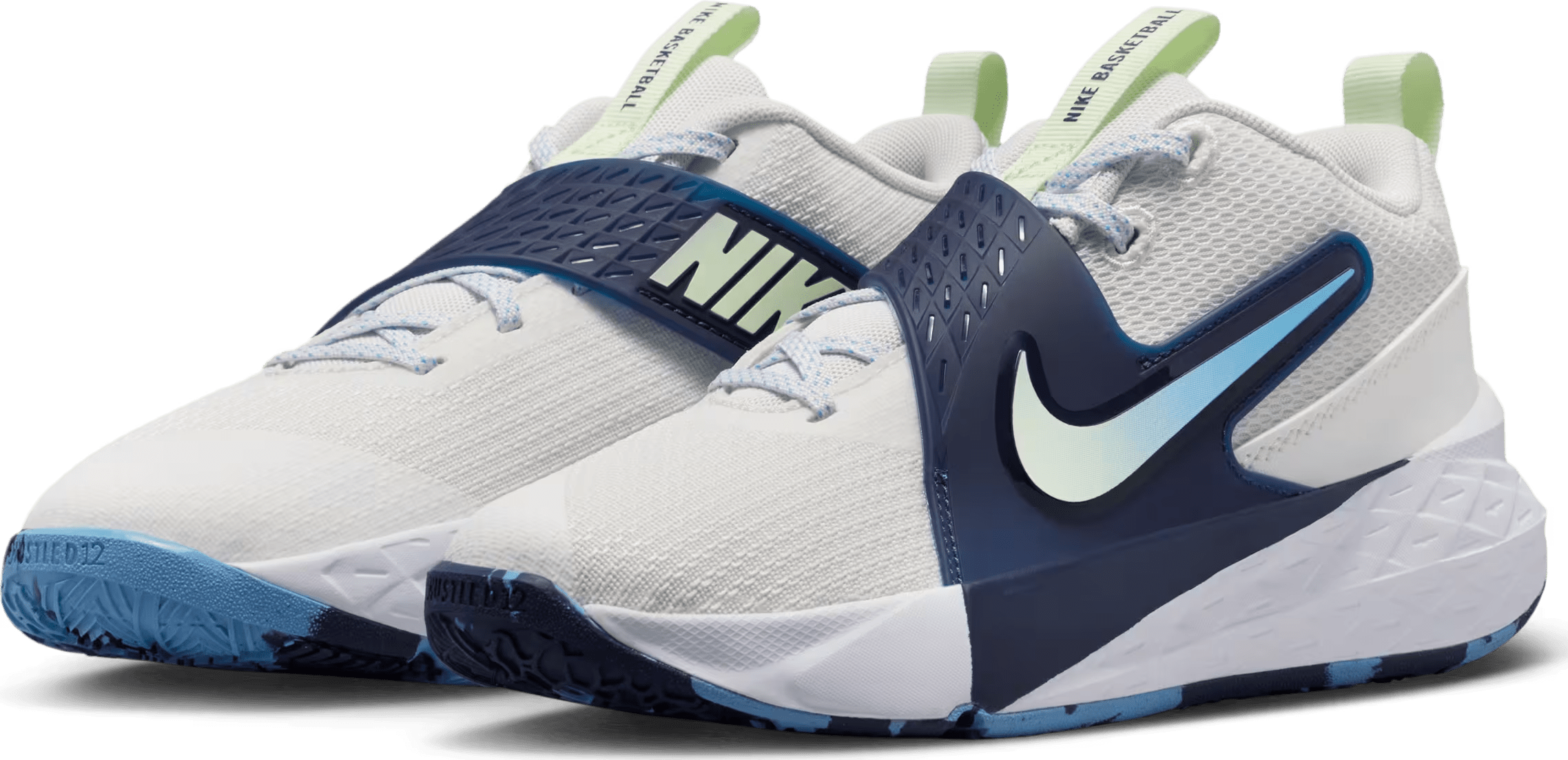 Nike Team Hustle D 12 White Midnight Navy Volt Tint (GS)