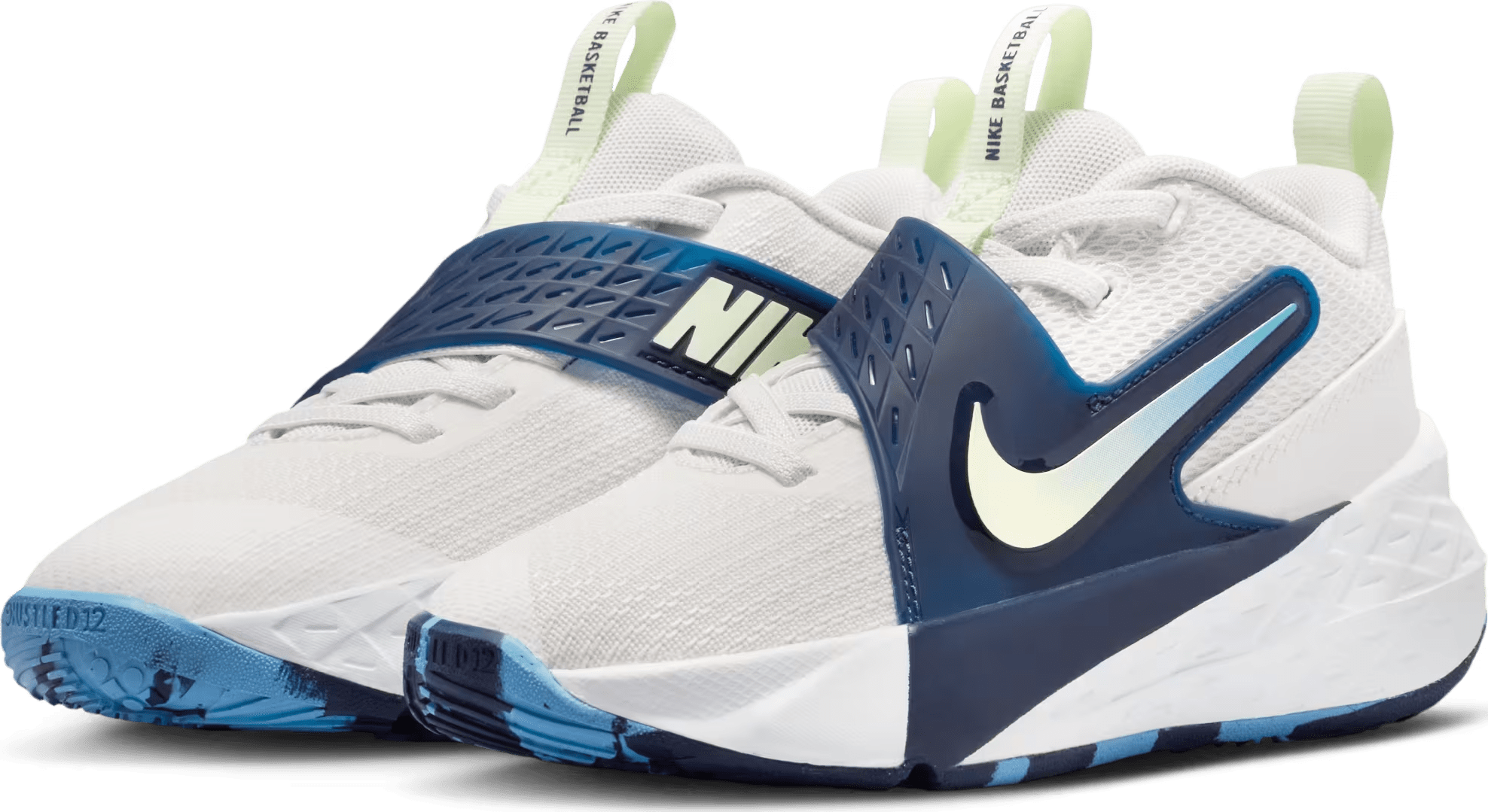 Nike Team Hustle D 12 White Midnight Navy Volt Tint (PS)