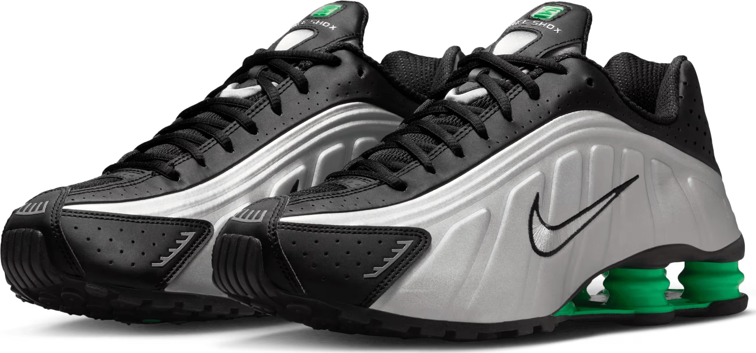 Nike Shox R4 Metallic Silver Green Shock