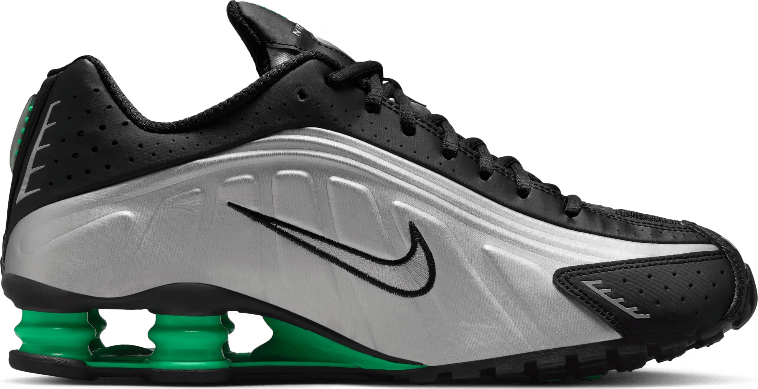 Nike Shox R4 Metallic Silver Green Shock