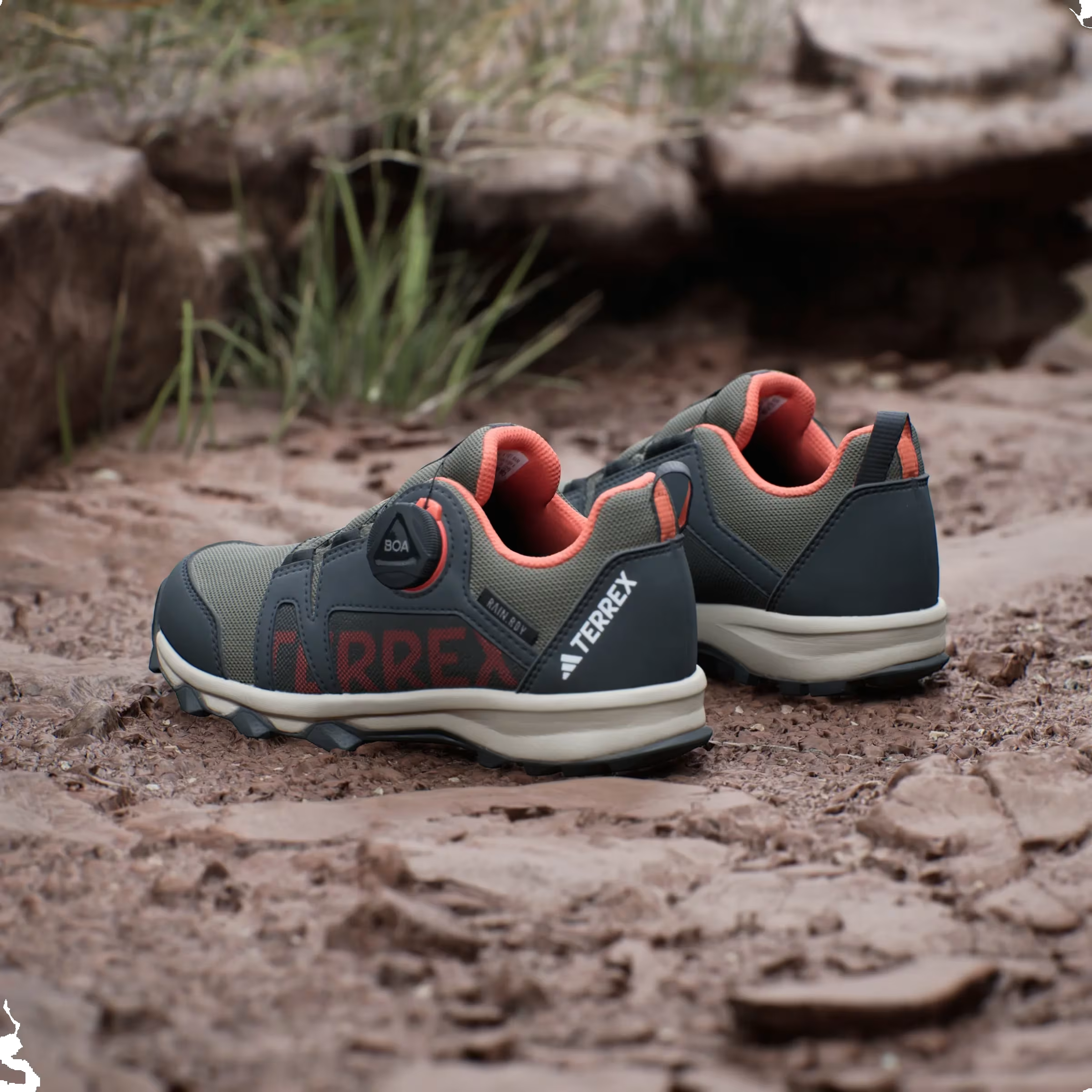 adidas Terrex Agravic BOA Rain.RDY Trail Olive Strata Semi Impact Orange Wonder Beige (GS)