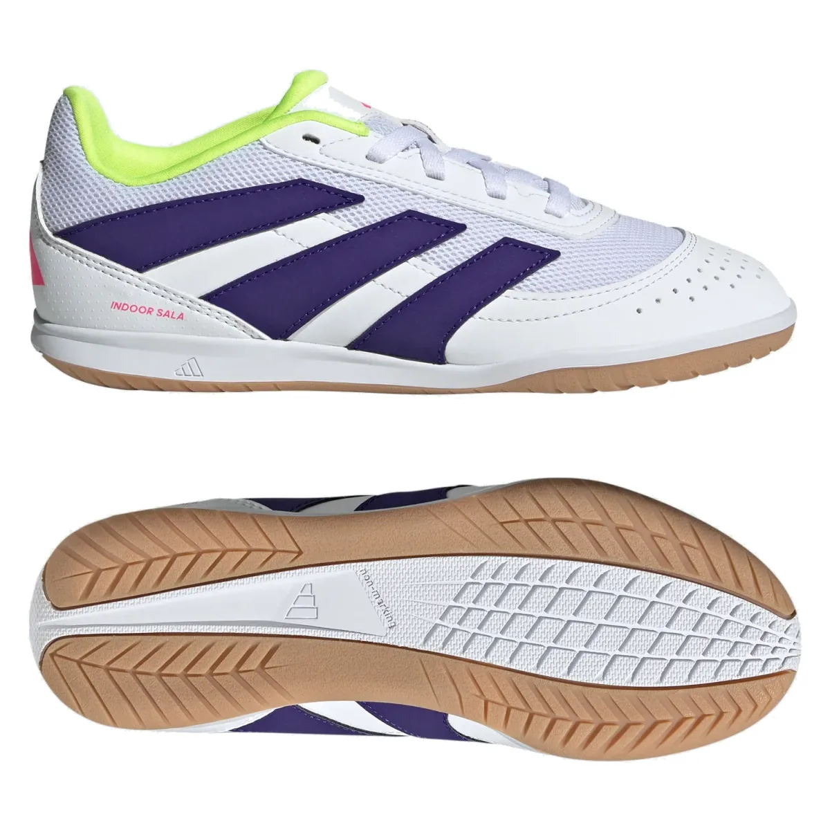 adidas Predator Club Indoor Sala Cloud White Collegiate Purple Lucid Lemon (GS)