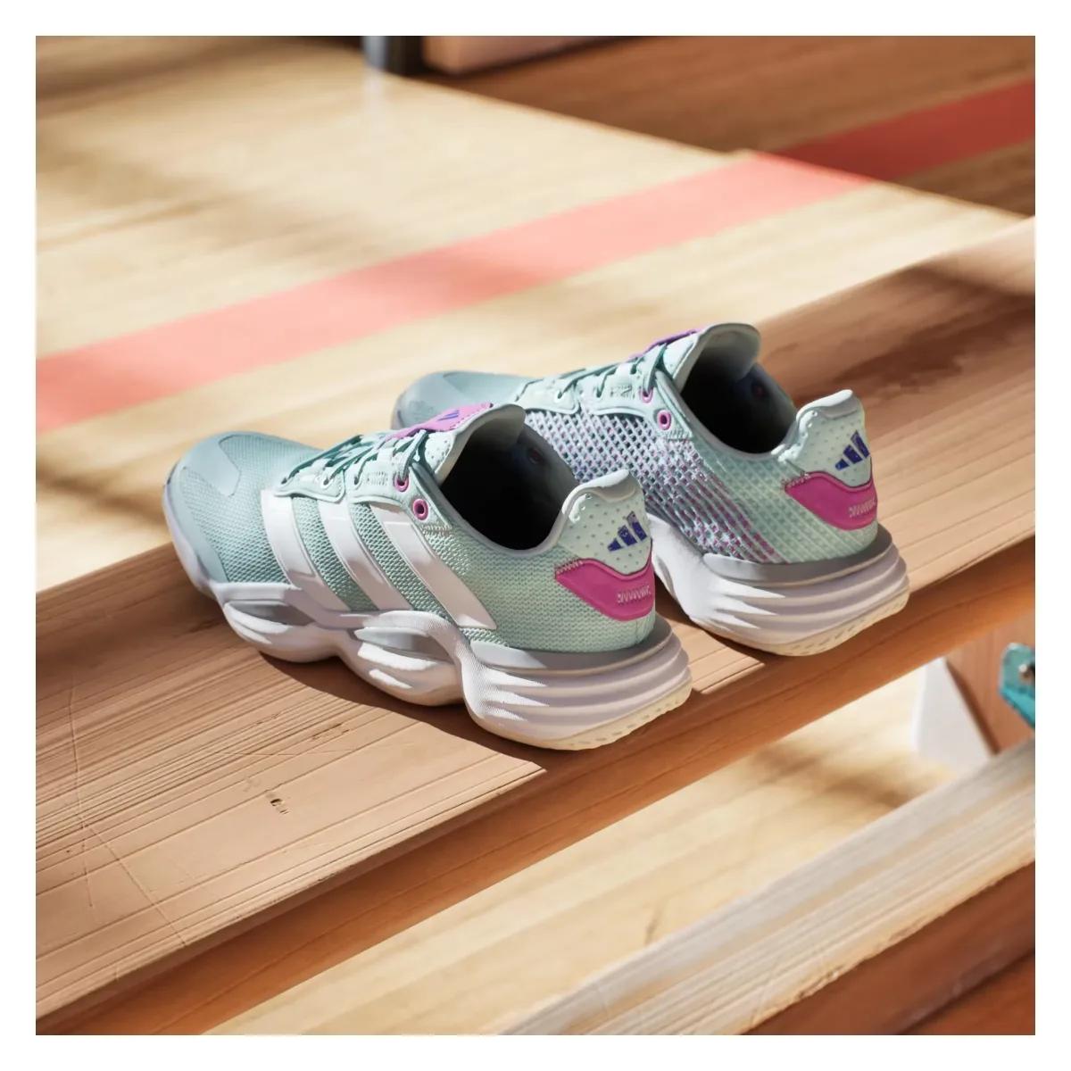 adidas Stabil 16 Indoor Semi Flash Aqua Cloud White Purple Burst (Women's)