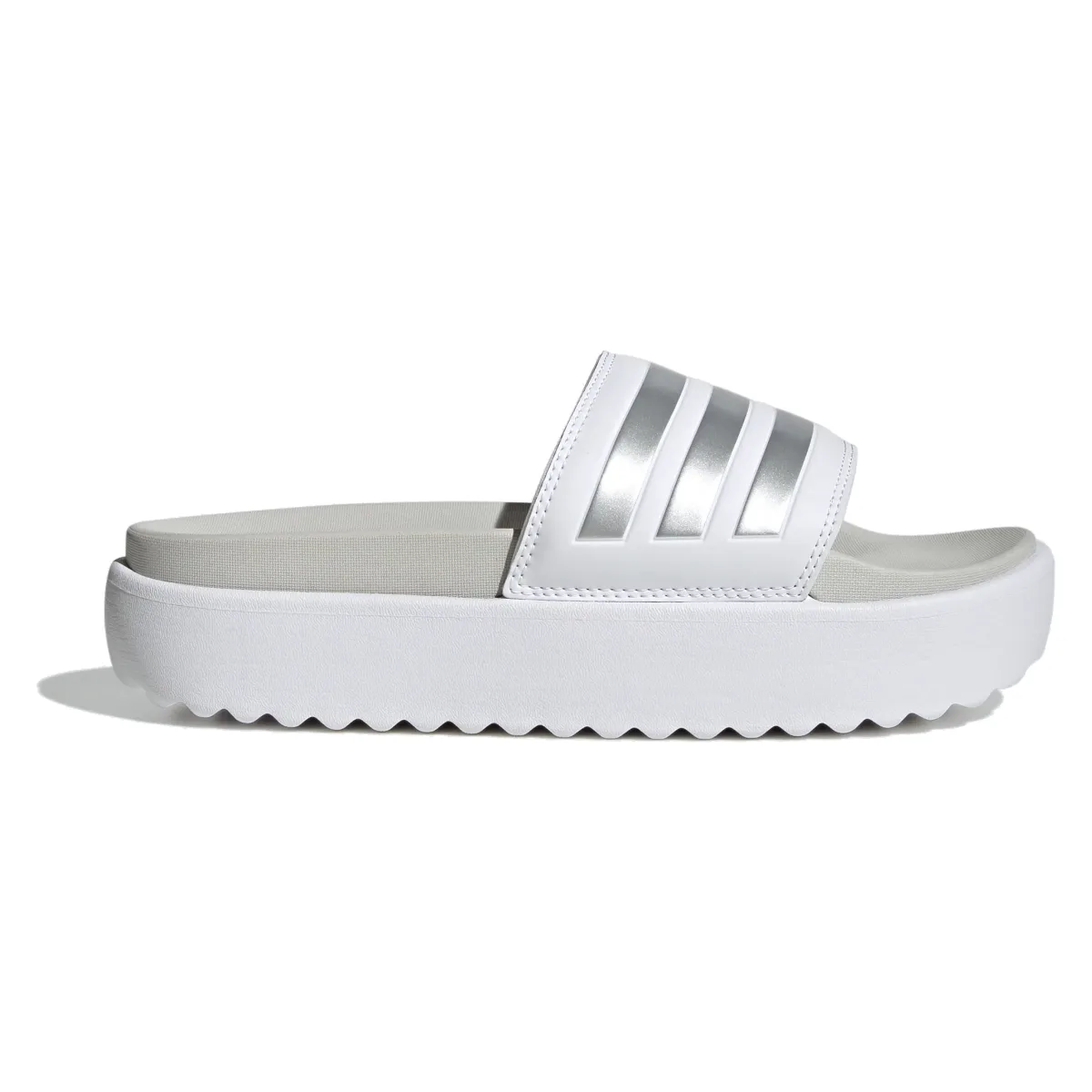 adidas Adilette Platform Slides Cloud White Zero Metalic Grey