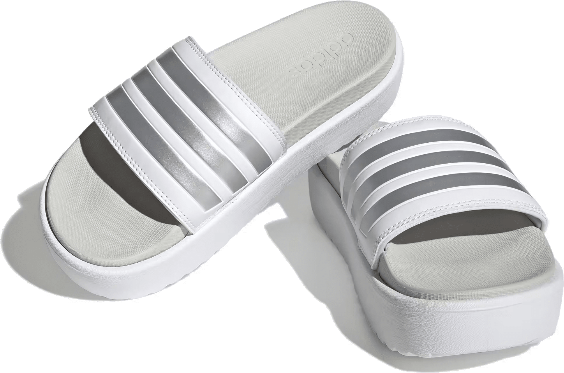 adidas Adilette Platform Slides Cloud White Zero Metalic Grey