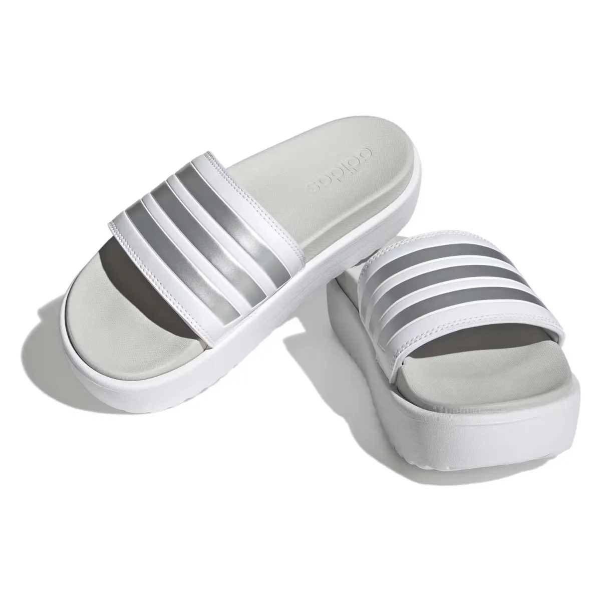adidas Adilette Platform Slides Cloud White Zero Metalic Grey