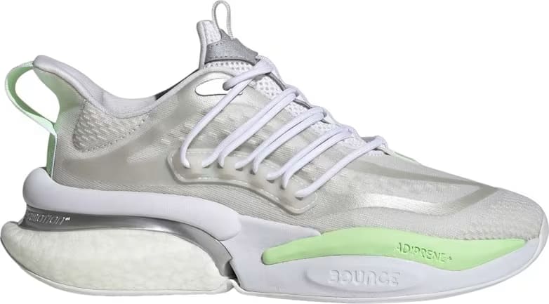 adidas Alphaboost V1 Cloud White Silver Metallic Green Spark (Women's)