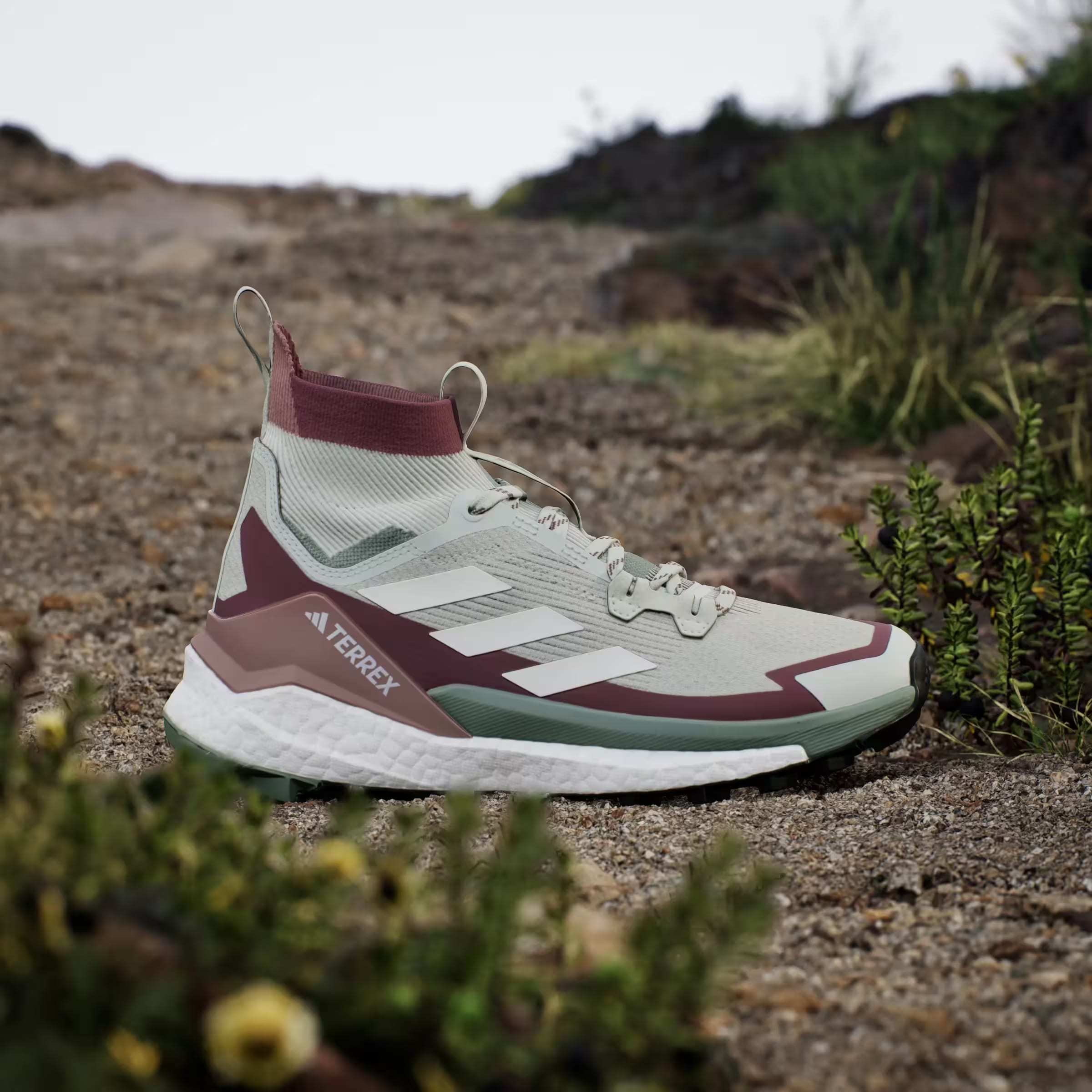 adidas Terrex Free Hiker 2.0 Linen Green Off White Burgundy (Women's)