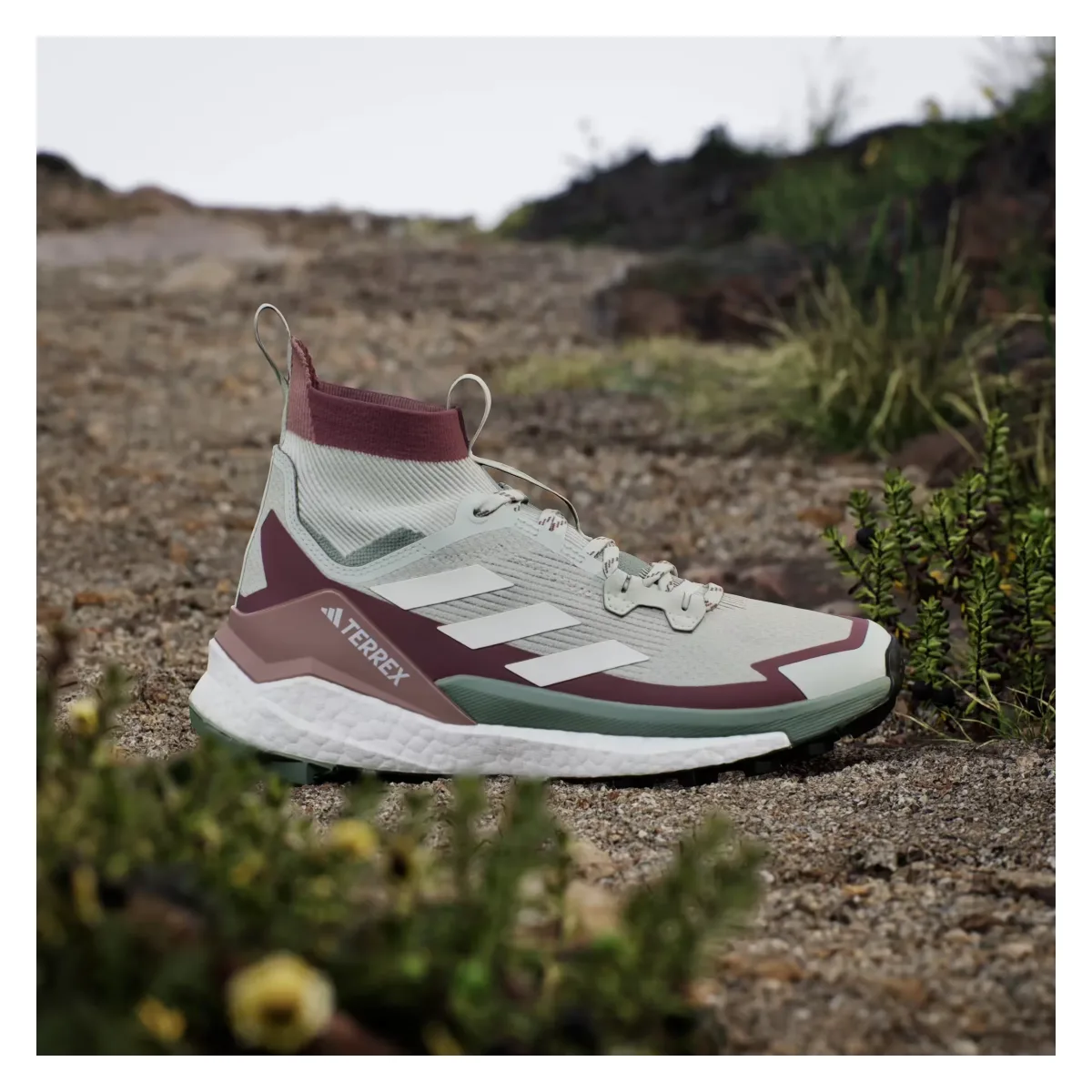 adidas Terrex Free Hiker 2.0 Linen Green Off White Burgundy (Women's)