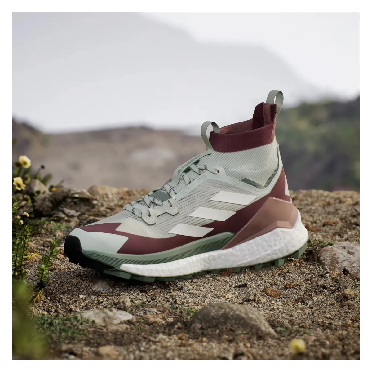 adidas Terrex Free Hiker 2.0 Linen Green Off White Burgundy (Women's)