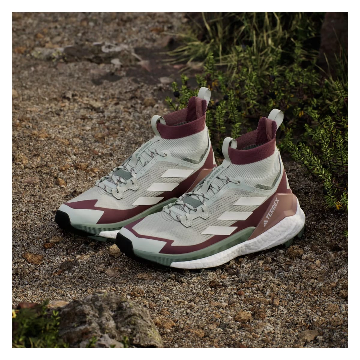 adidas Terrex Free Hiker 2.0 Linen Green Off White Burgundy (Women's)