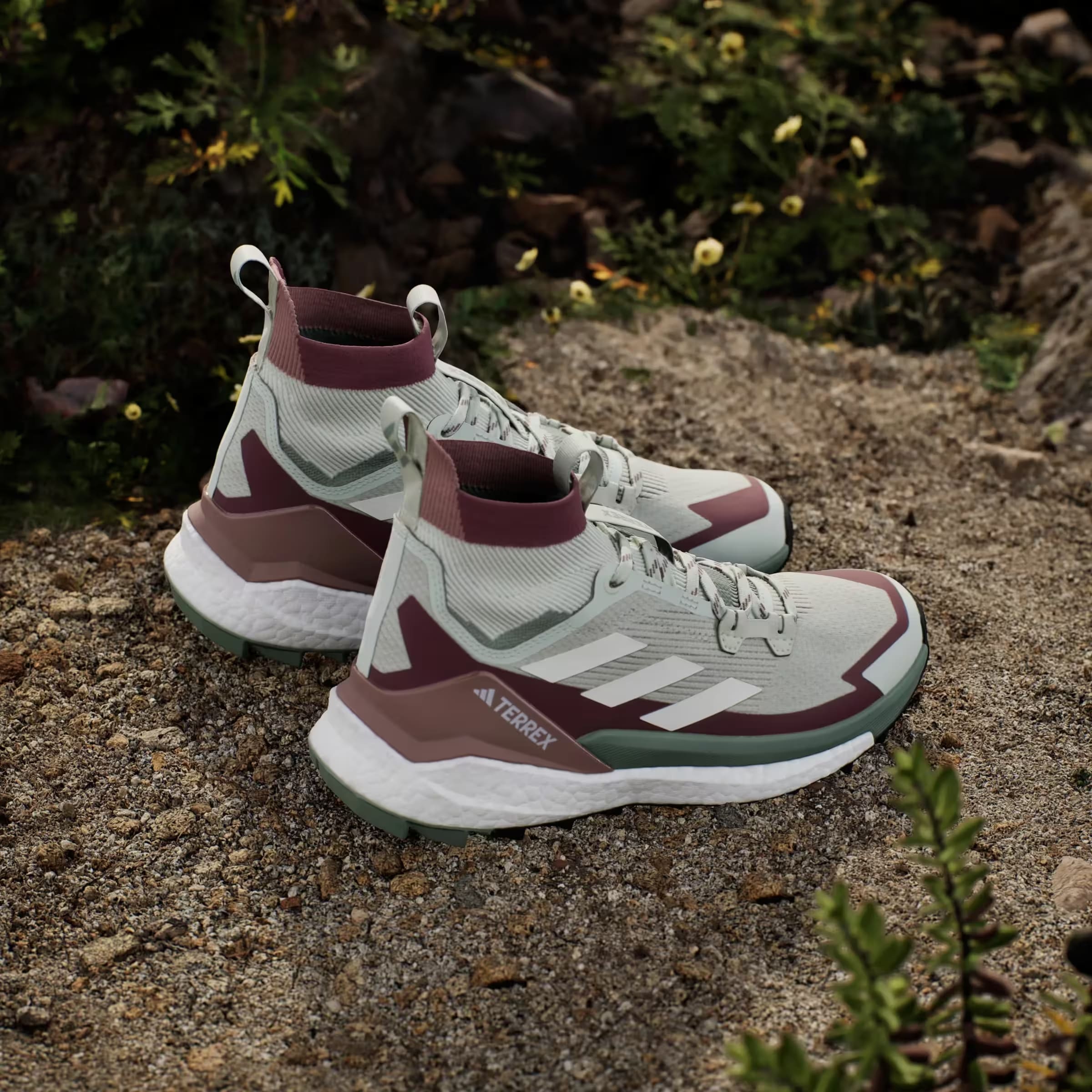 adidas Terrex Free Hiker 2.0 Linen Green Off White Burgundy (Women's)
