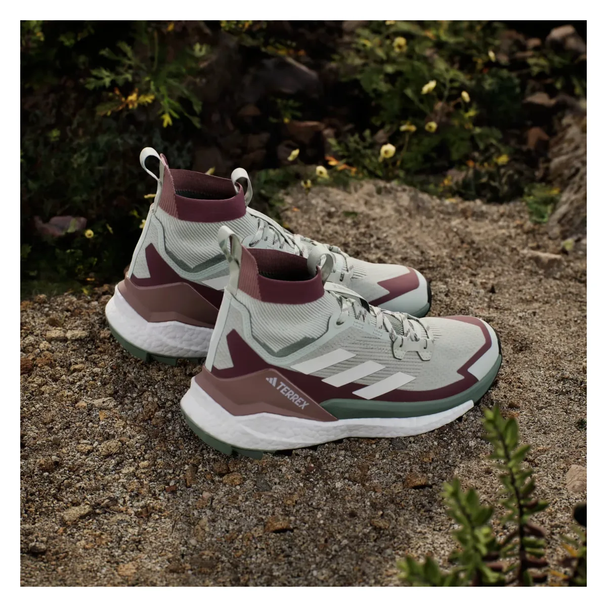 adidas Terrex Free Hiker 2.0 Linen Green Off White Burgundy (Women's)