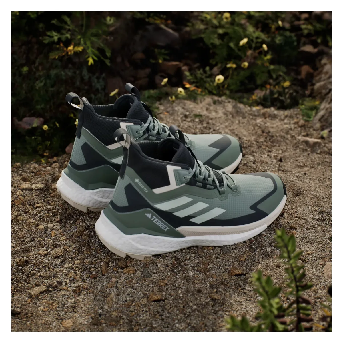adidas Terrex Free Hiker 2.0 Gore-Tex Silver Green Linen Green Grey Six (Women's)