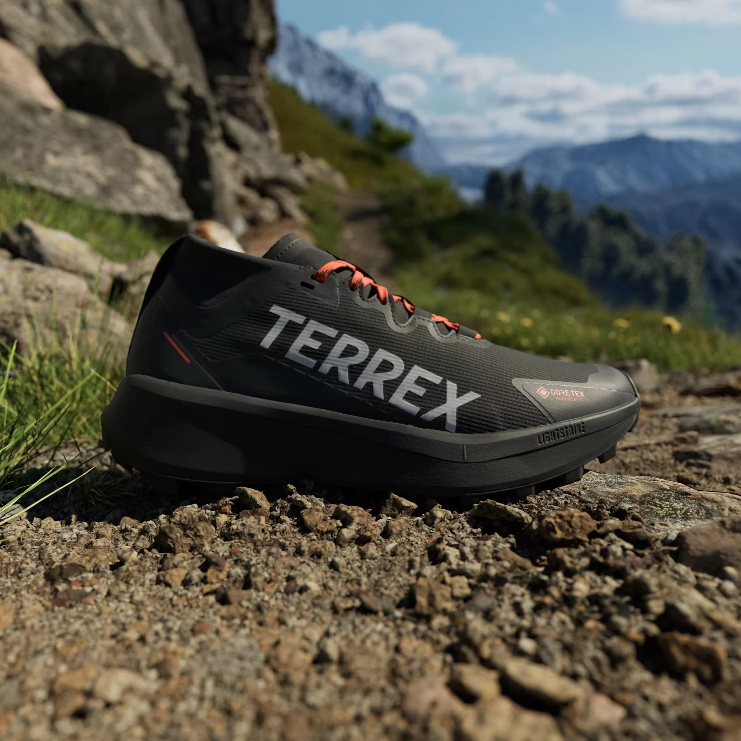 adidas Terrex Agravic Gore-Tex Trail Core Black Grey Two Semi Impact Orange