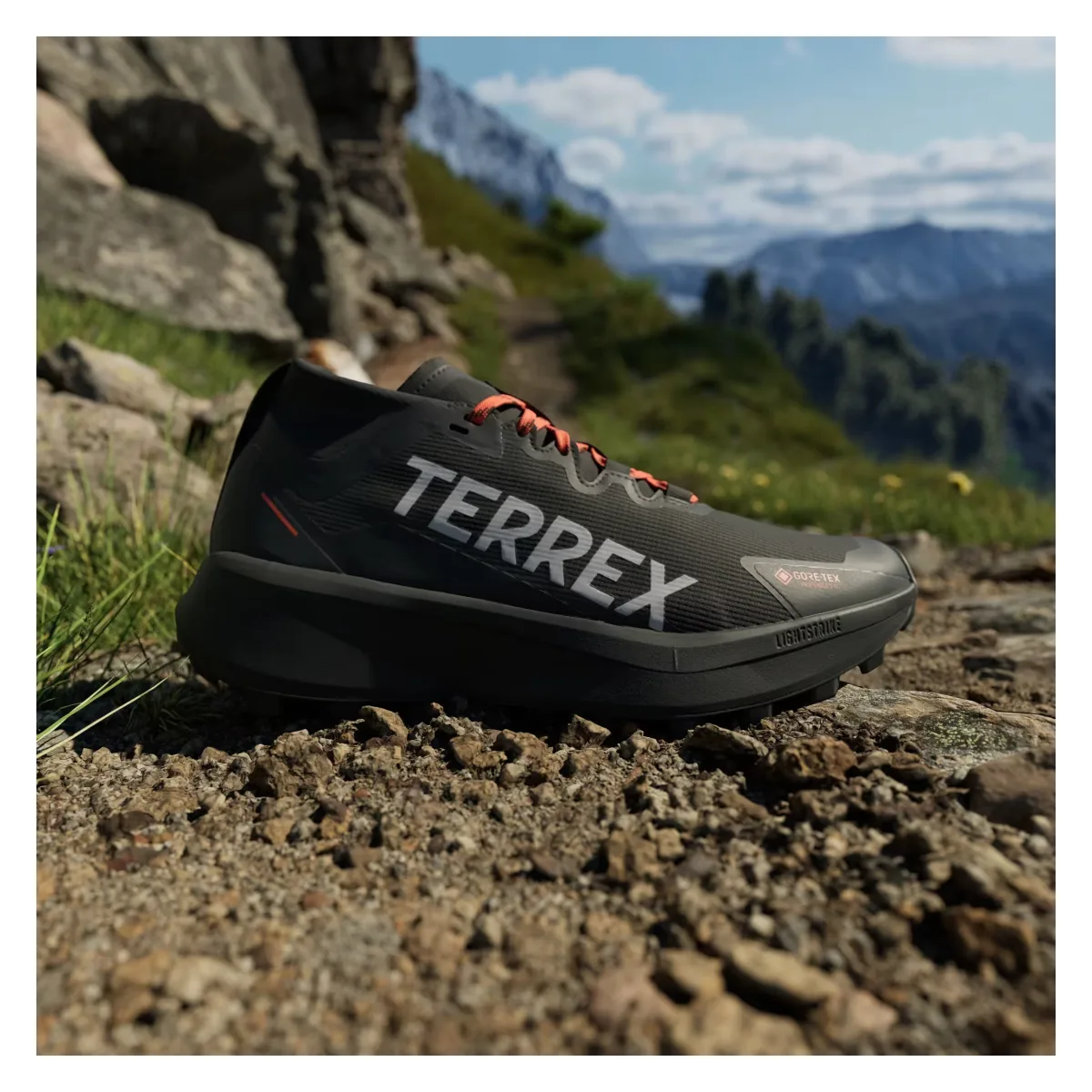 adidas Terrex Agravic Gore-Tex Trail Core Black Grey Two Semi Impact Orange