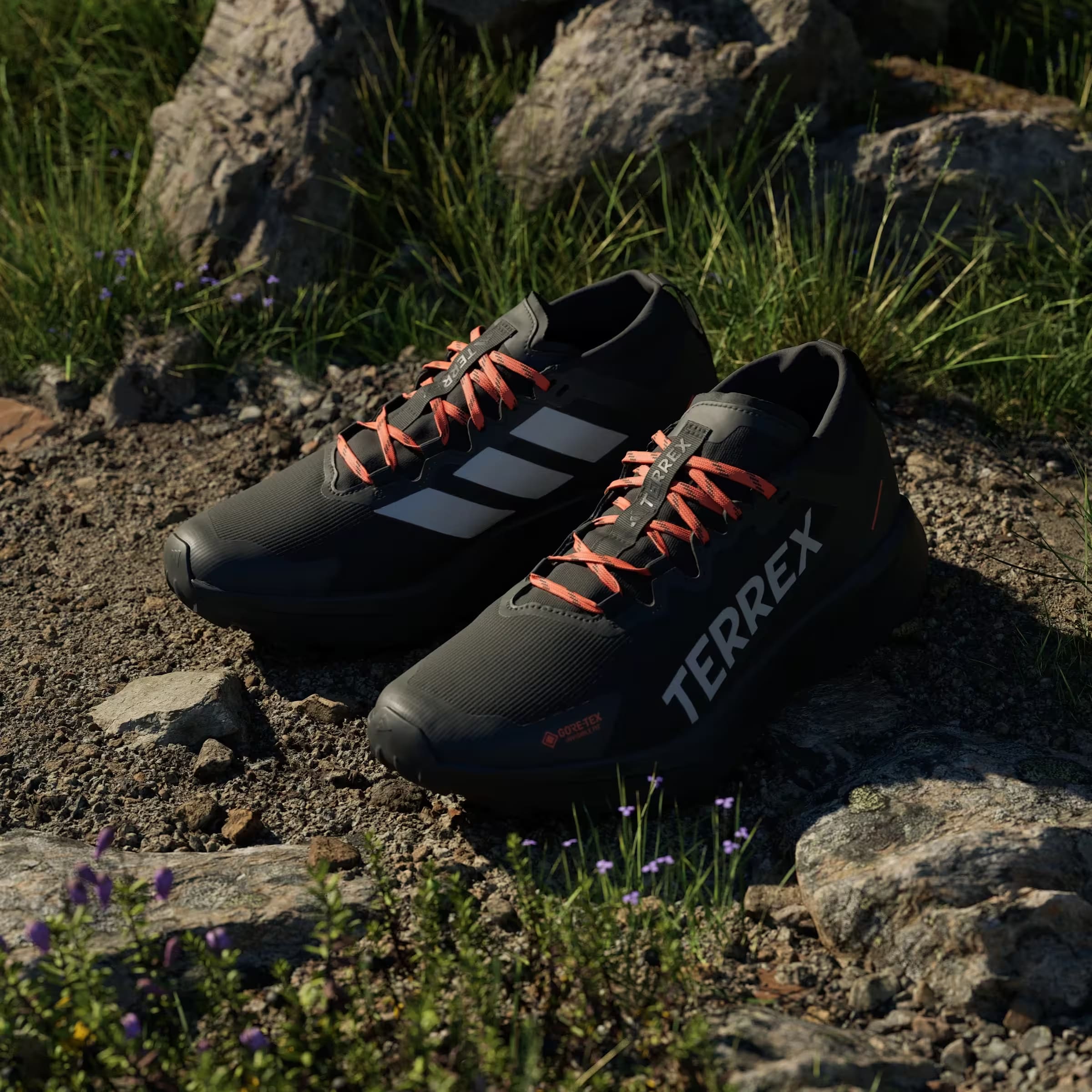 adidas Terrex Agravic Gore-Tex Trail Core Black Grey Two Semi Impact Orange