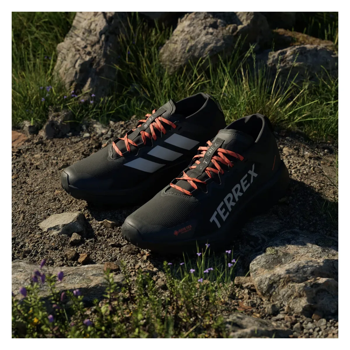 adidas Terrex Agravic Gore-Tex Trail Core Black Grey Two Semi Impact Orange