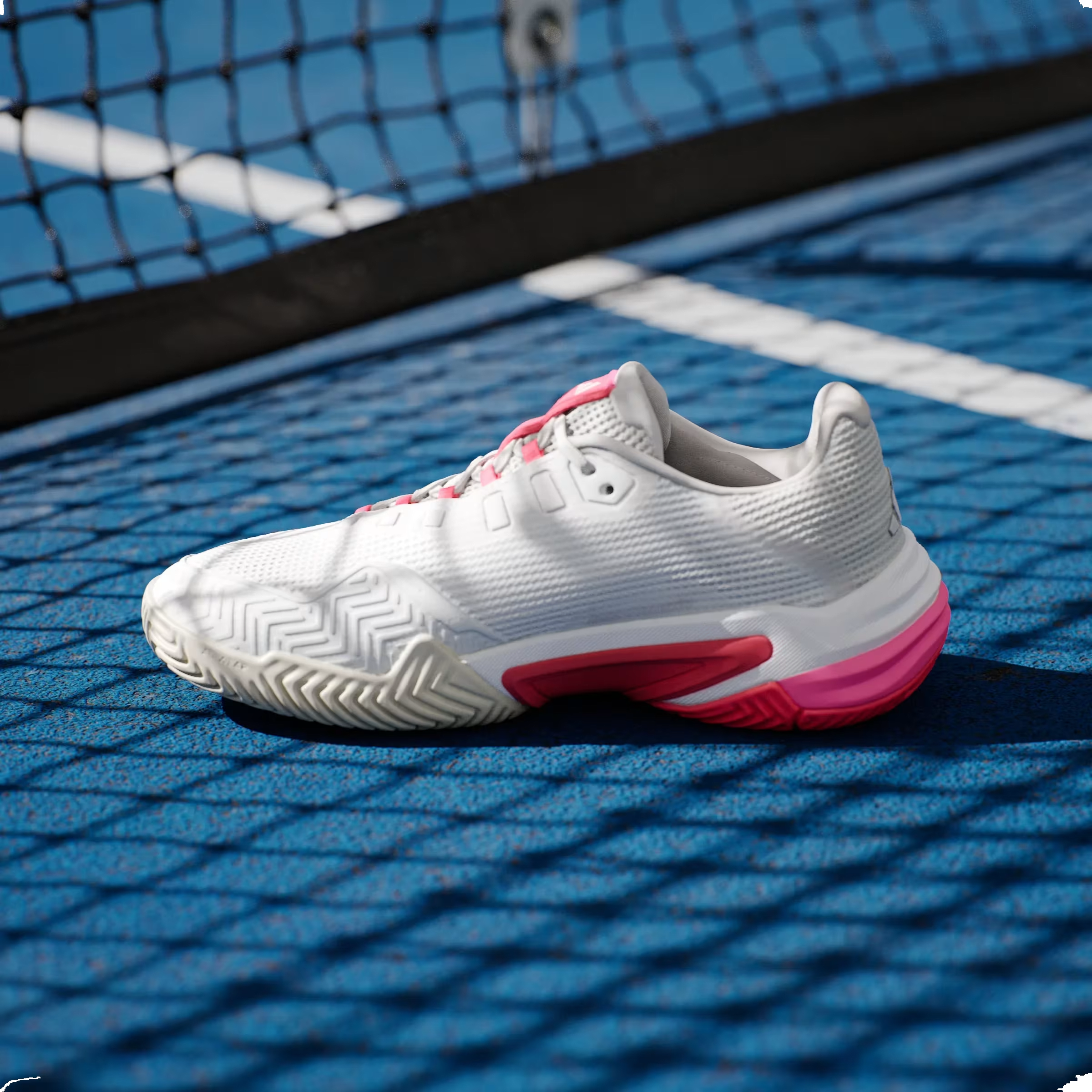 adidas Barricade 13 Cloud White Champagne Met. Lucid Red (Women's)