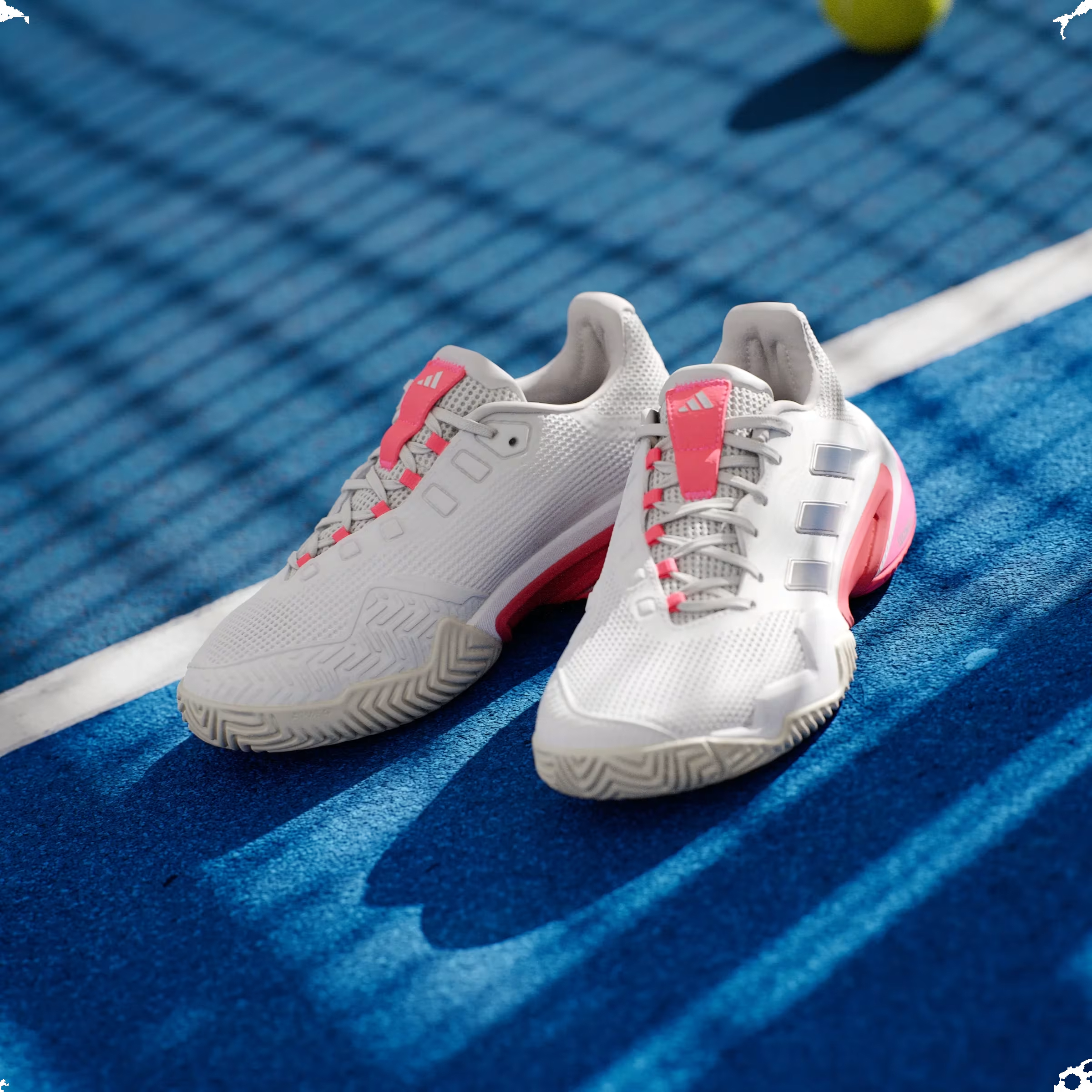 adidas Barricade 13 Cloud White Champagne Met. Lucid Red (Women's)