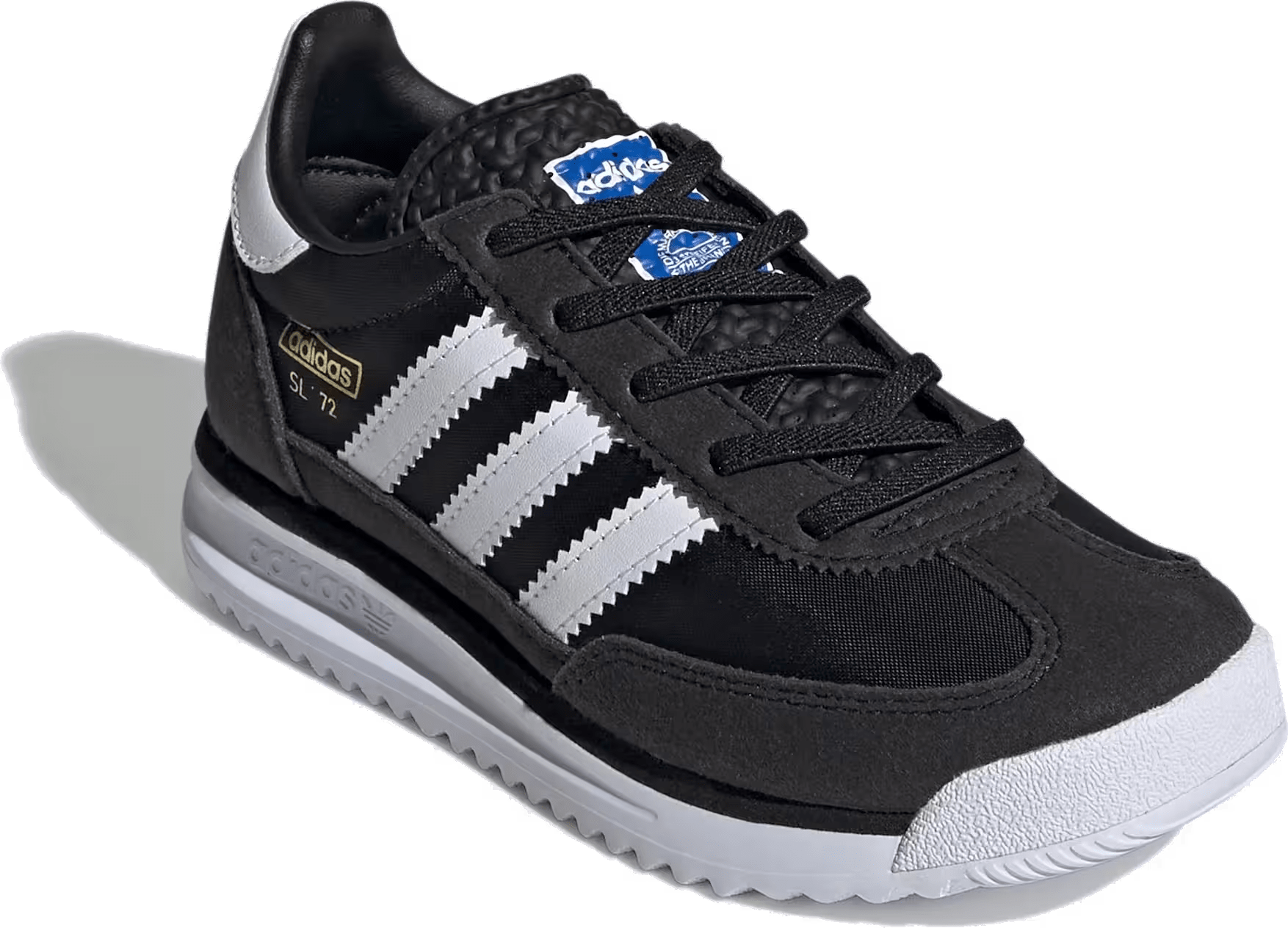 adidas SL 72 RS Elastic Laces Core Black Cloud White Blue (PS)