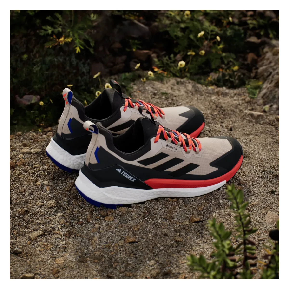 adidas Terrex Free Hiker 2.0 Low Gore-Tex Wonder Beige Black Semi Impact Orange