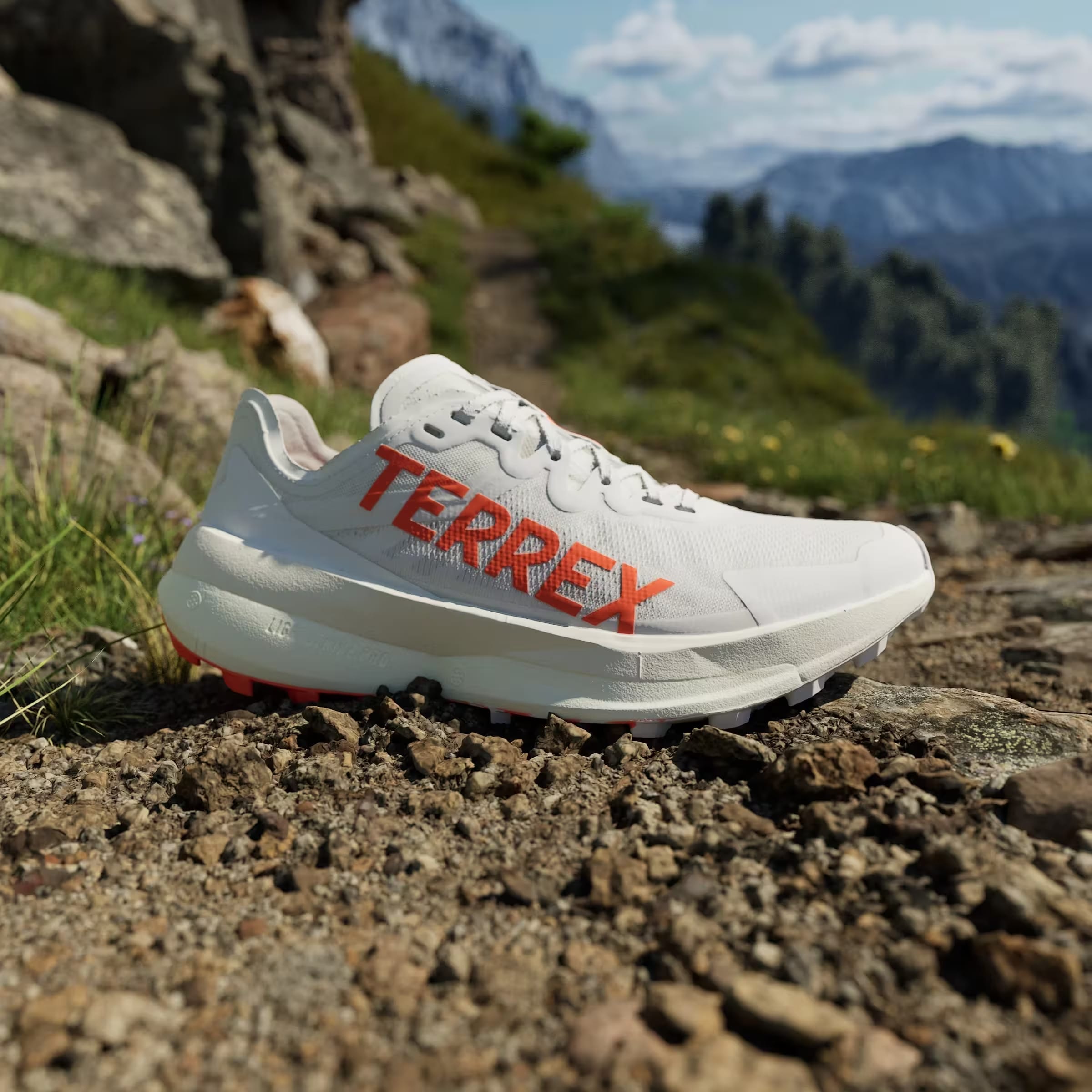 adidas Terrex Agravic Speed Trail Cloud White Impact Orange Dash Grey (Women's)