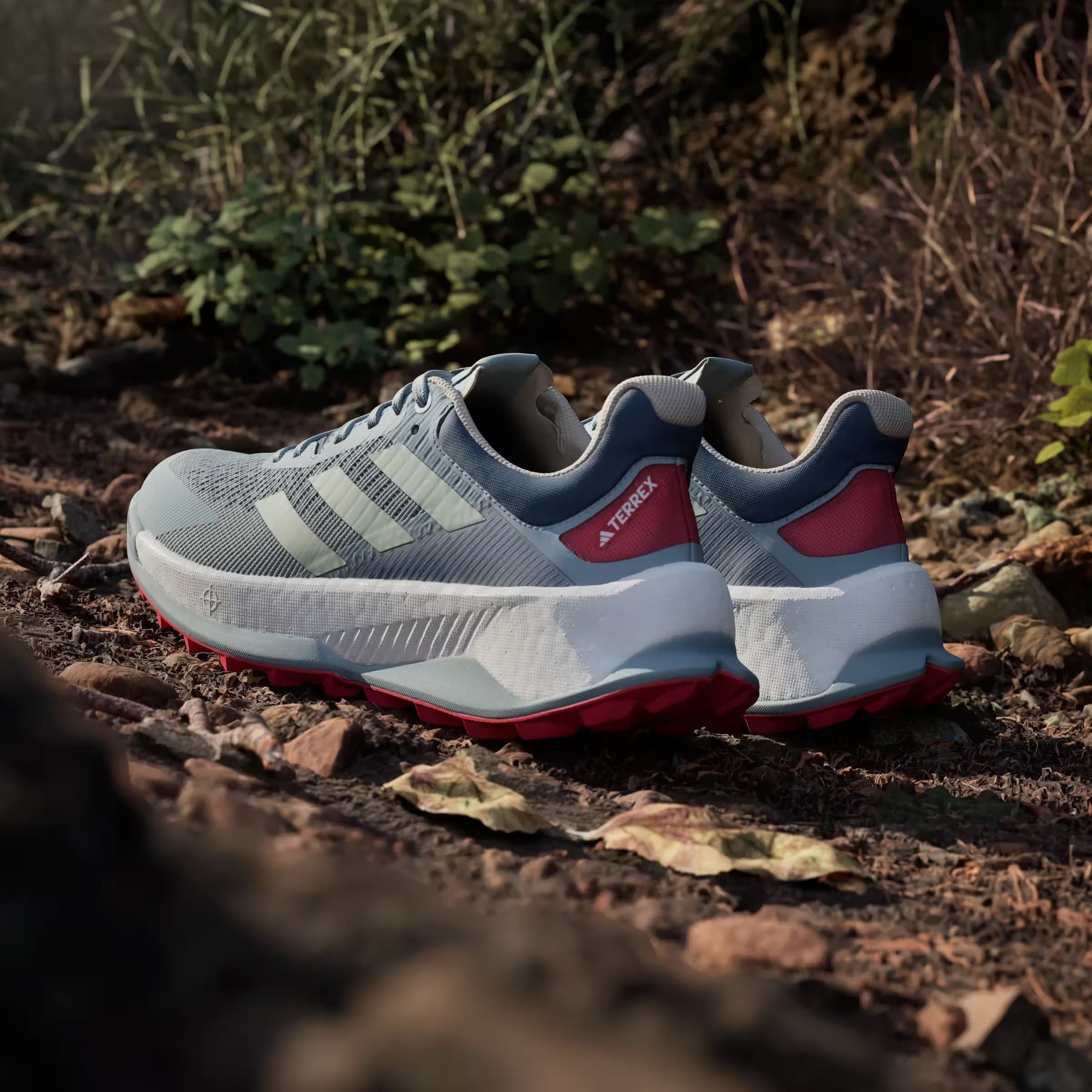 adidas Terrex Soulstride Ultra Trail Magic Grey Linen Green Pure Ruby