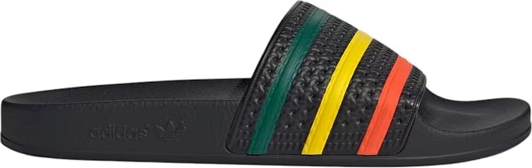 adidas Adilette Slides Core Black Yellow Collegiate Green