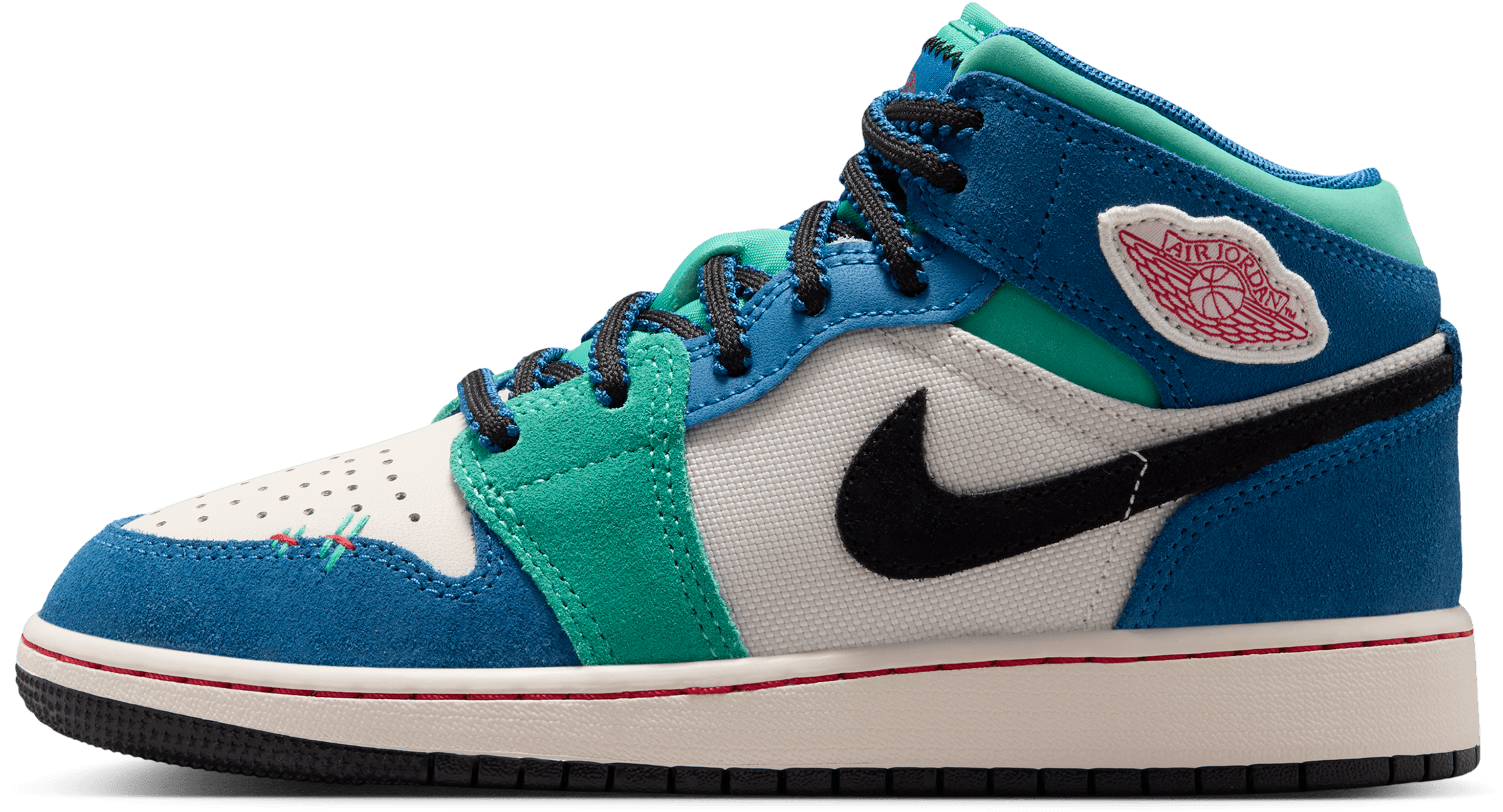 Air Jordan 1 Mid SE GS "True Blue Kinetic Green"