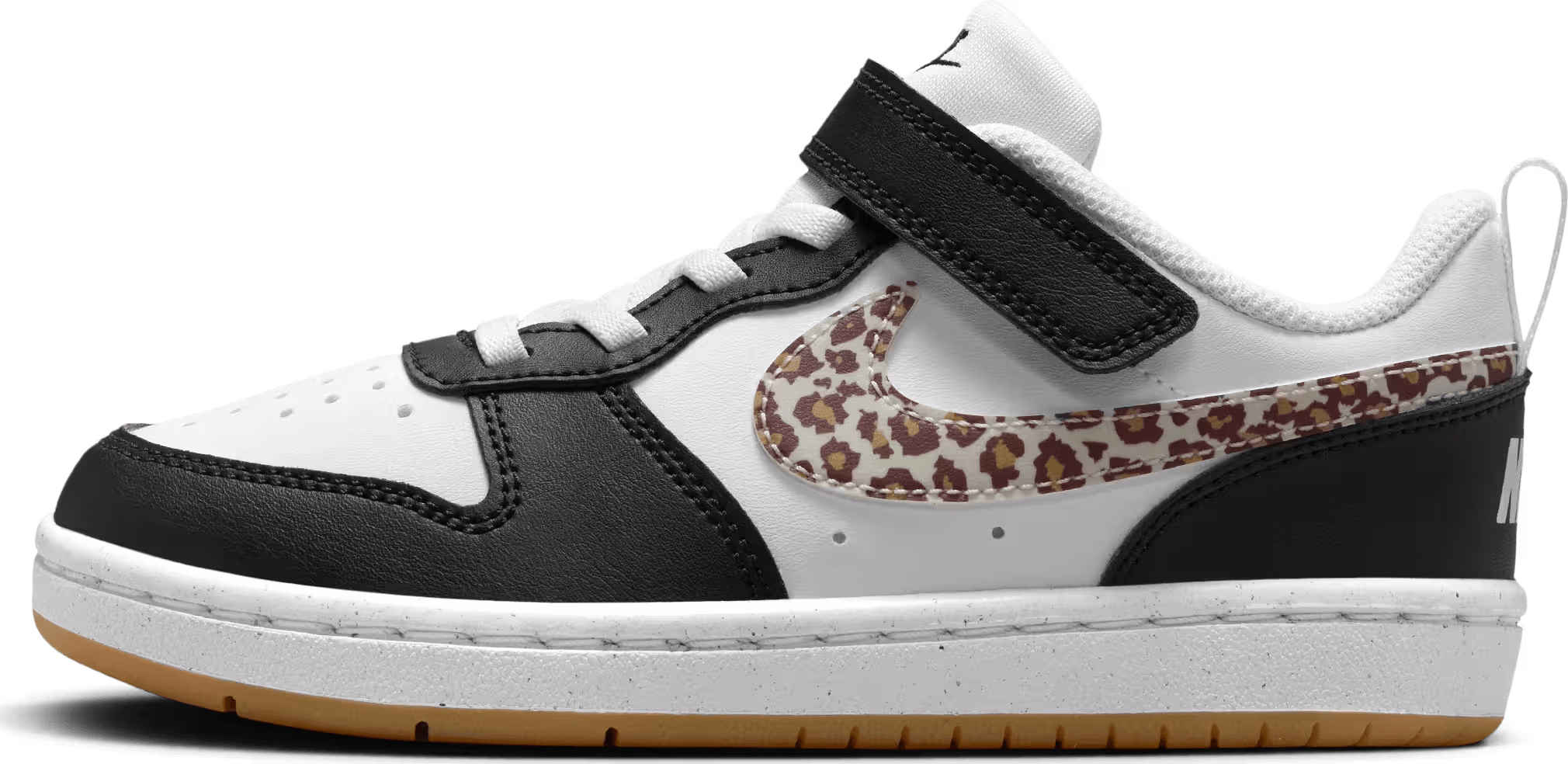 Nike Court Borough Low Black White Leopard Swoosh (PS)