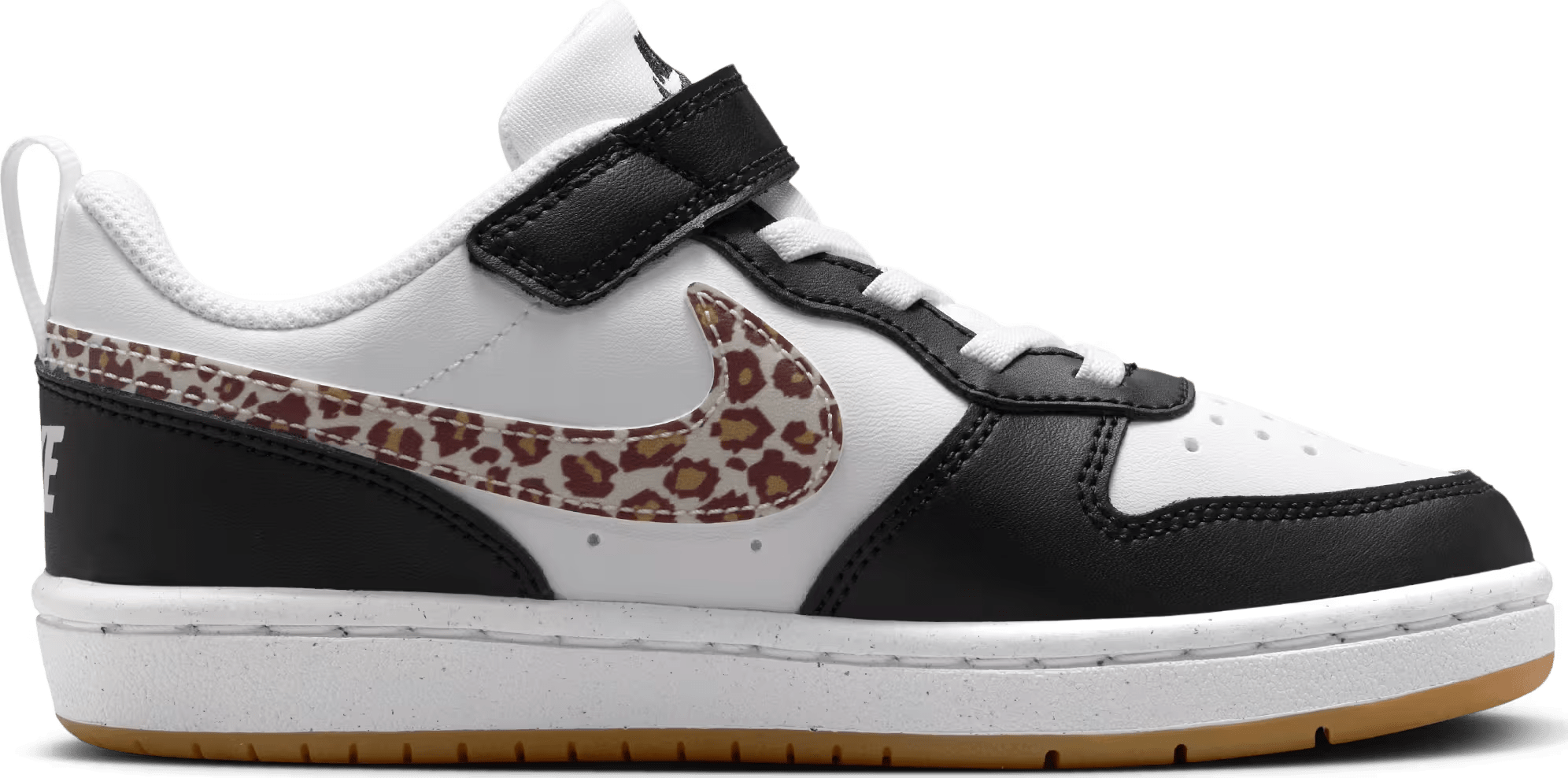 Nike Court Borough Low Black White Leopard Swoosh (PS)