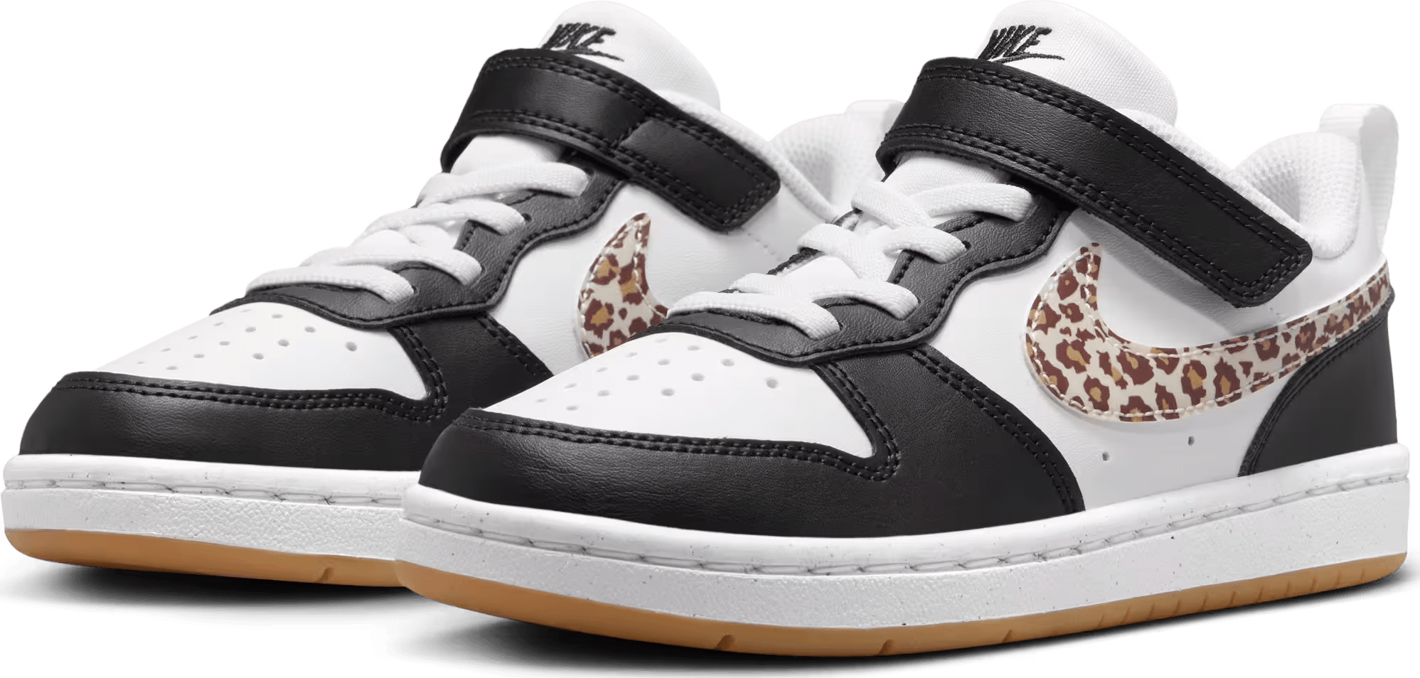 Nike Court Borough Low Black White Leopard Swoosh (PS)