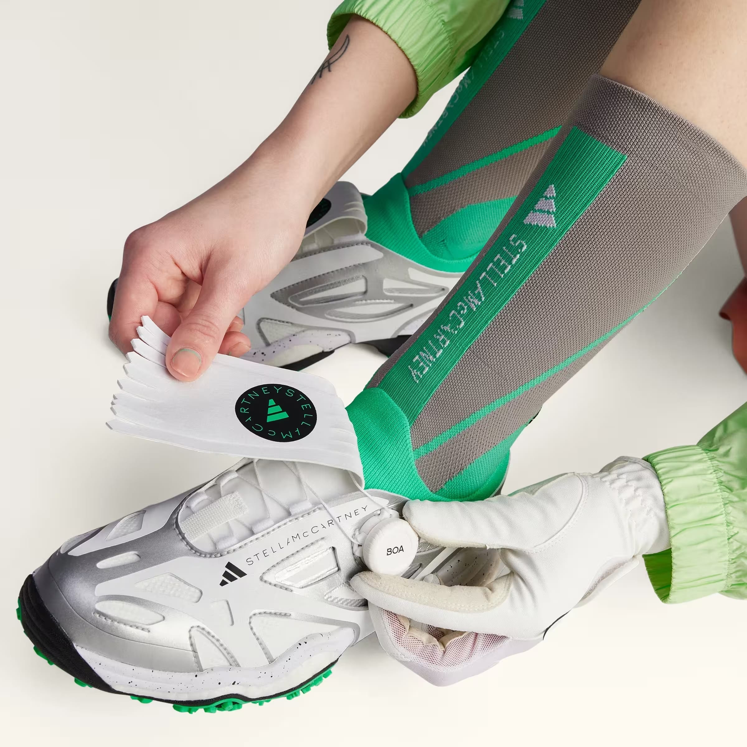 adidas Codechaos BOA by Stella McCartney Core White Bright Green Silver Metallic (Women's)