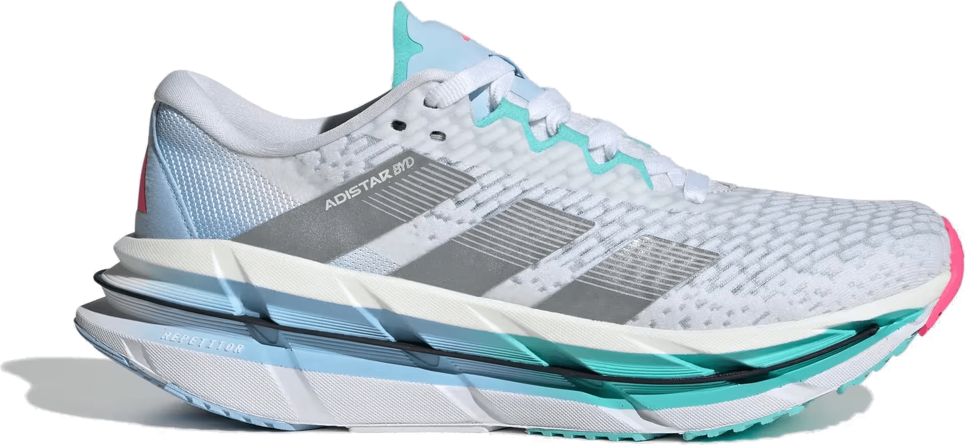adidas Adistar Byd Cloud White Silver Metallic Flash Aqua (Women's)
