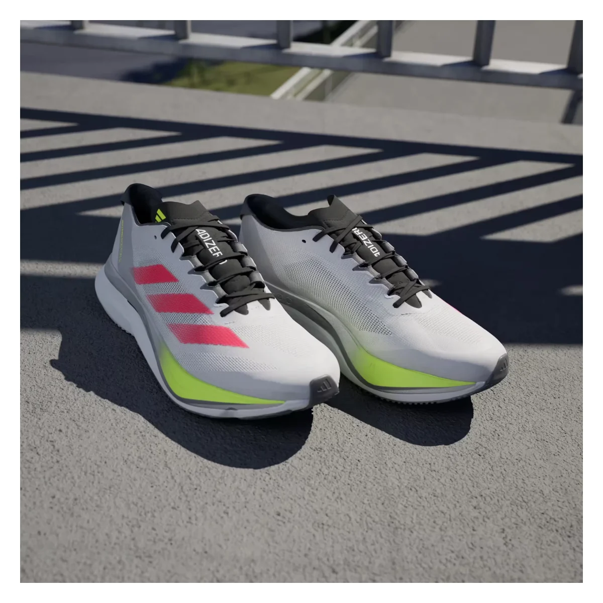 adidas Adizero Boston 12 Dash Grey Lucid Red Lucid Lemon