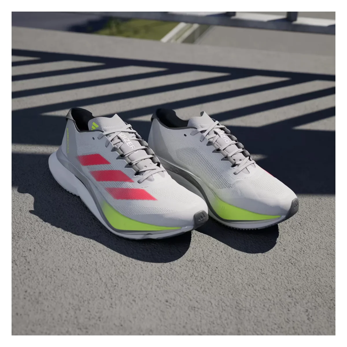 adidas Adizero Boston 12 Dash Grey Lucid Red Lucid Lemon (Women's)