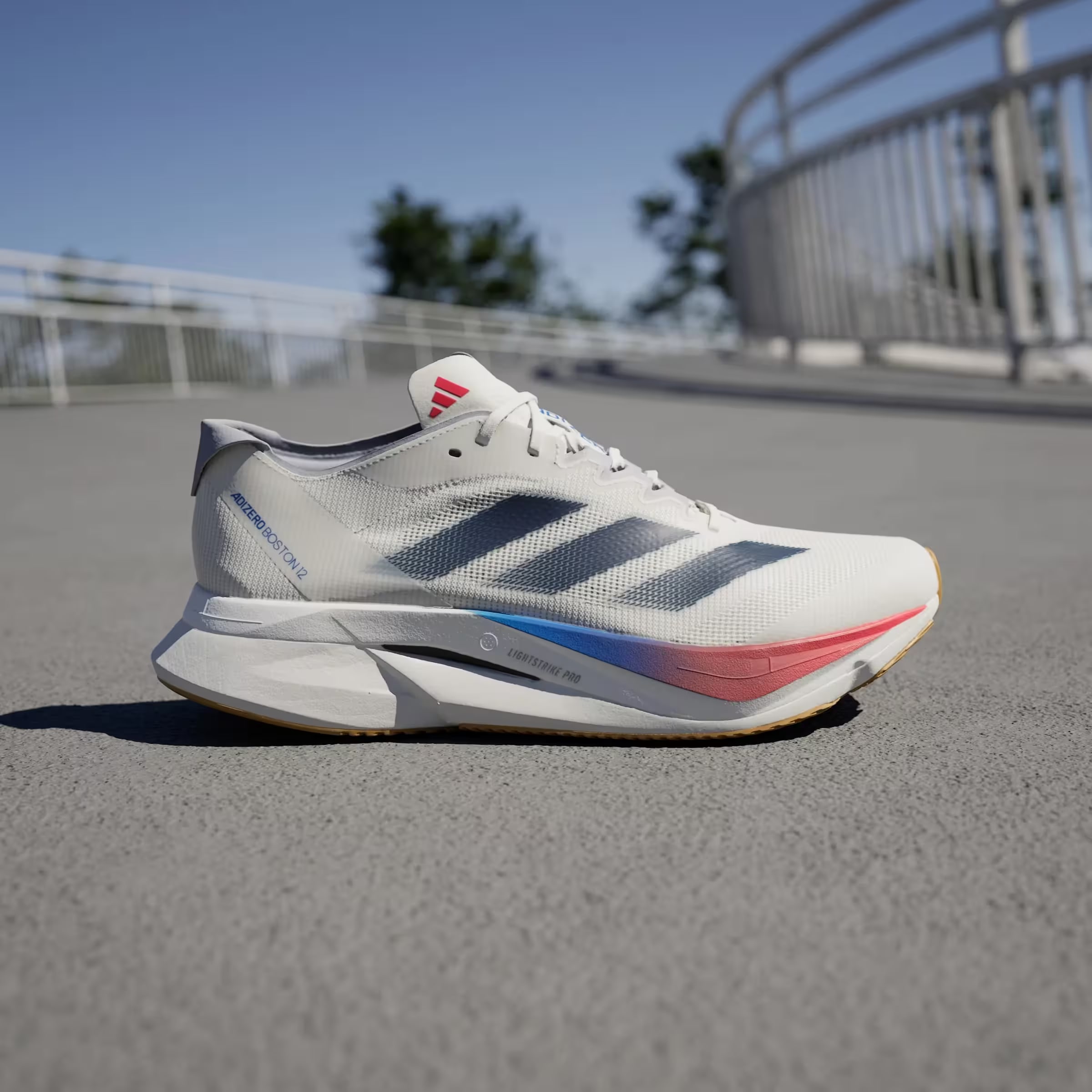 adidas Adizero Boston 12 Core White Dark Blue Pure Ruby