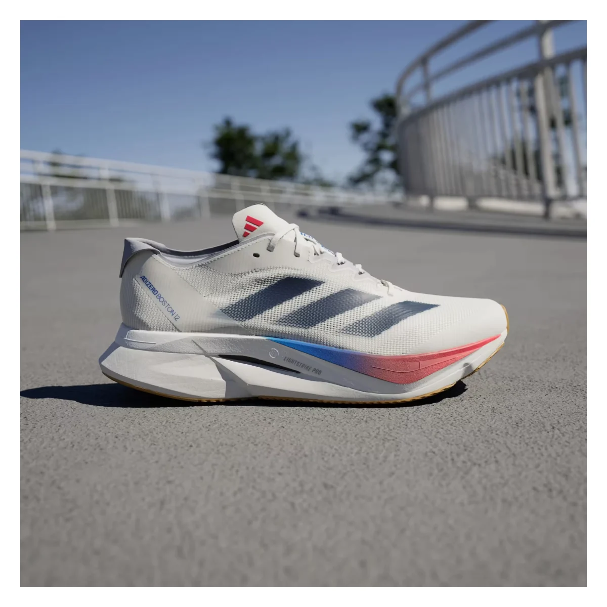 adidas Adizero Boston 12 Core White Dark Blue Pure Ruby