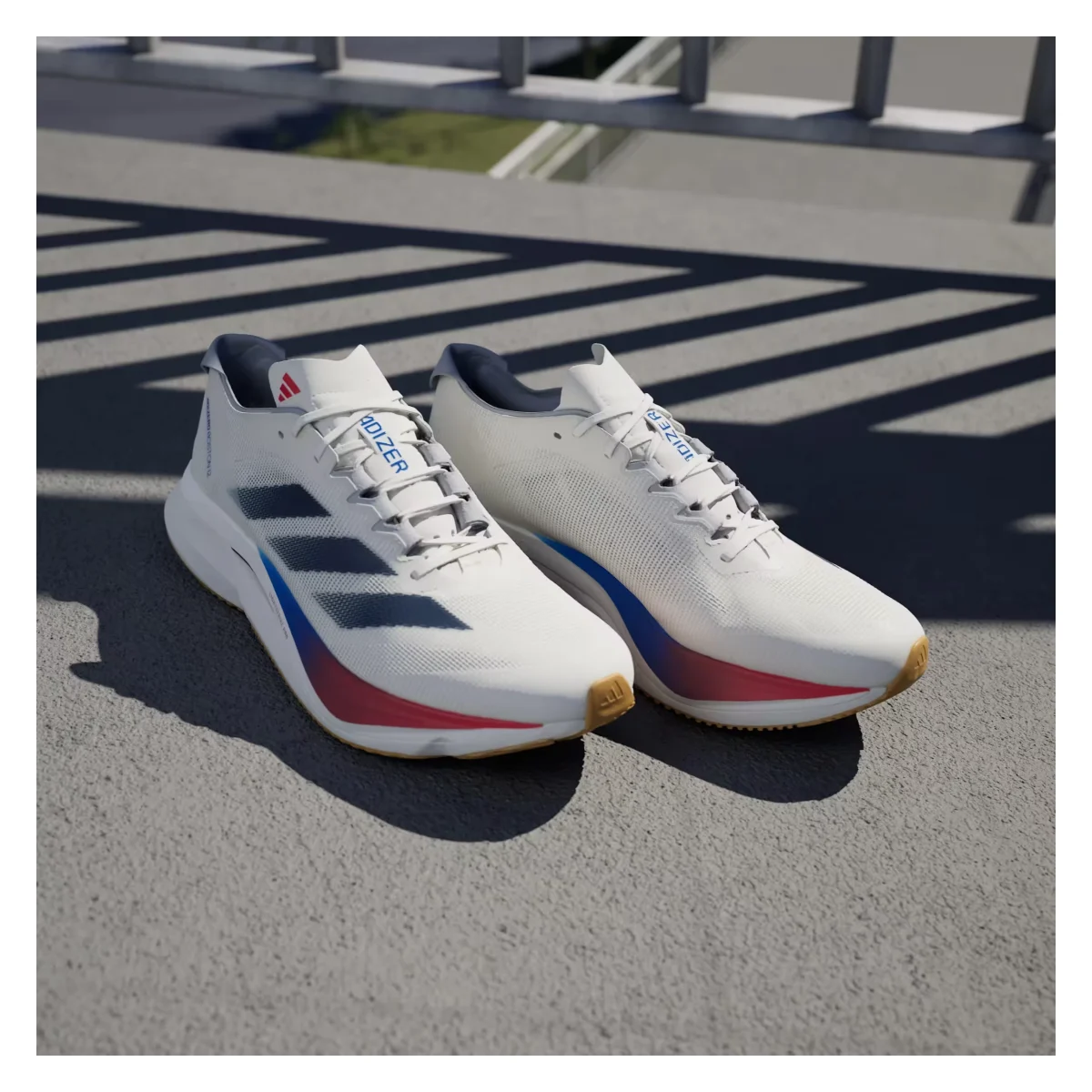 adidas Adizero Boston 12 Core White Dark Blue Pure Ruby