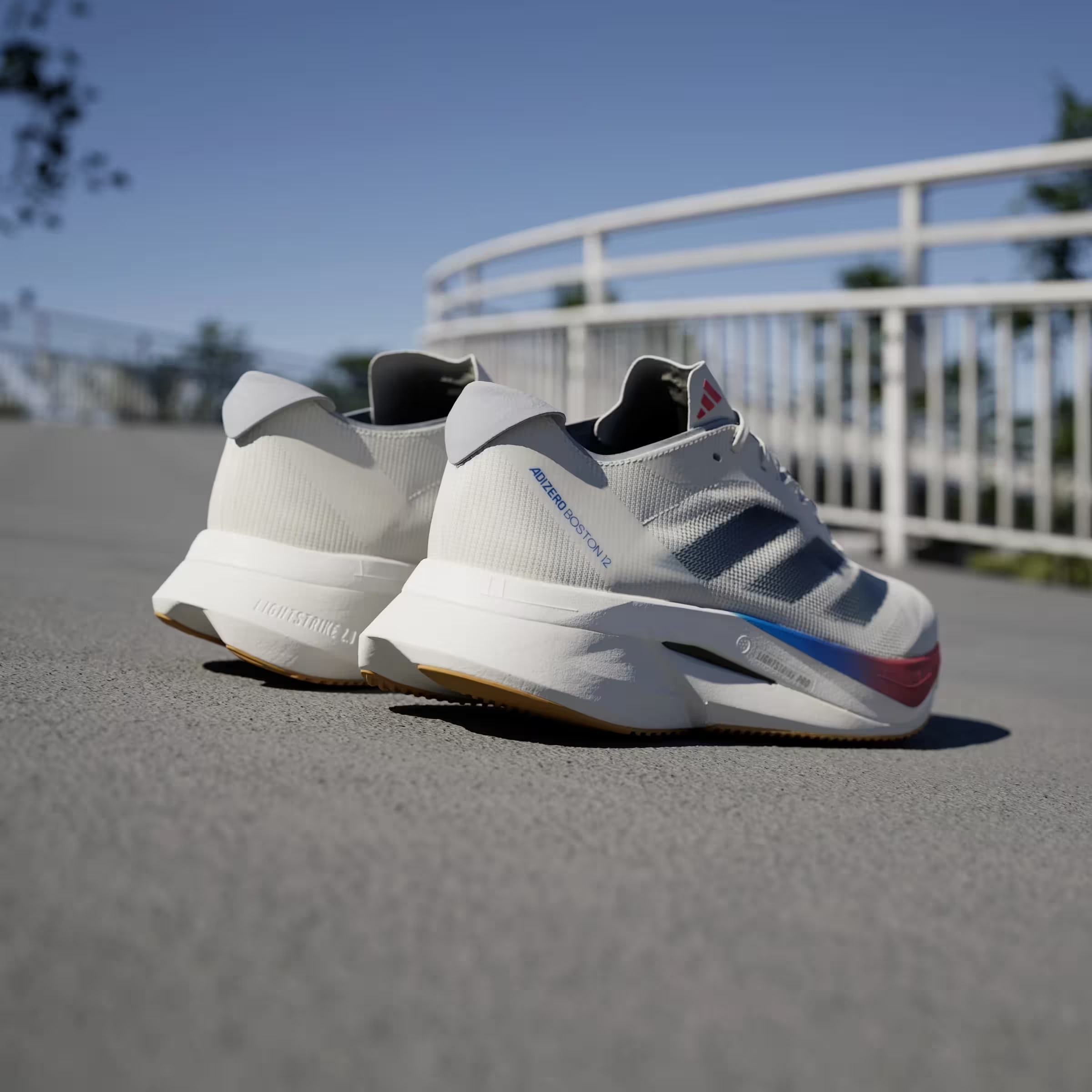 adidas Adizero Boston 12 Core White Dark Blue Pure Ruby