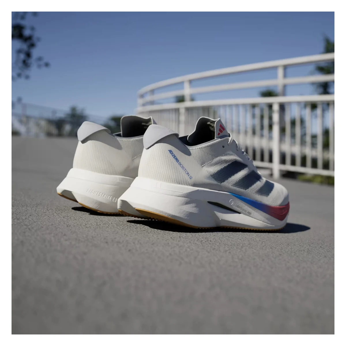 adidas Adizero Boston 12 Core White Dark Blue Pure Ruby