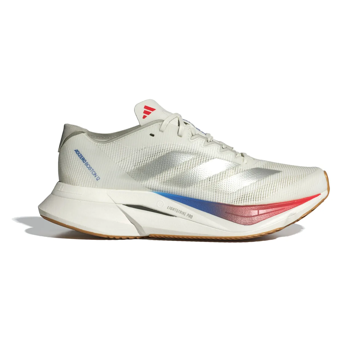 adidas Adizero Boston 12 Core White Matte Silver Pure Ruby (Women's)