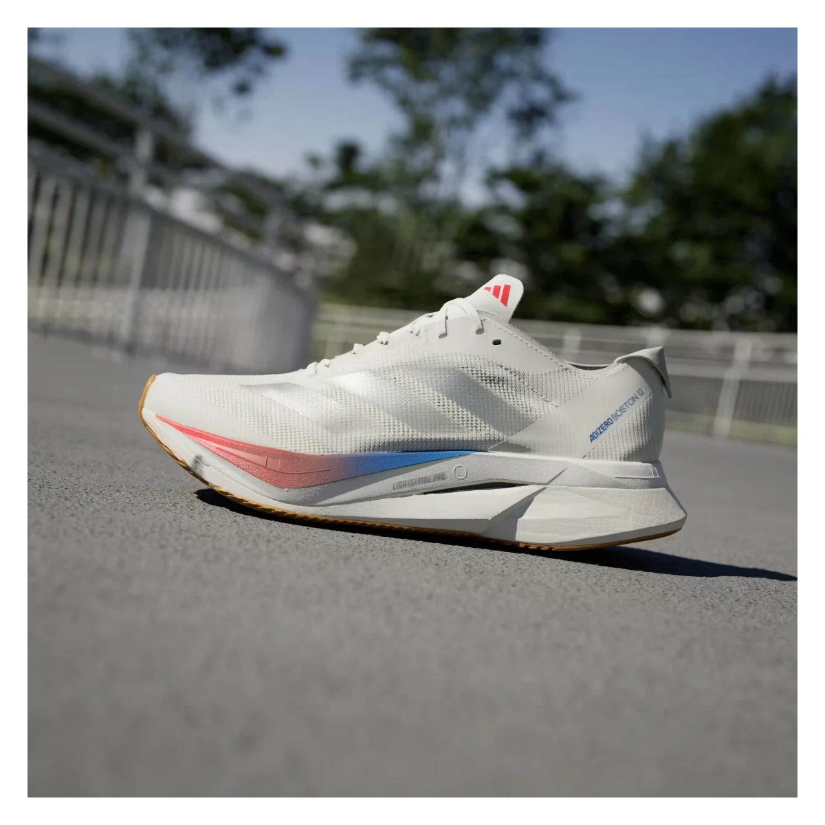 adidas Adizero Boston 12 Core White Matte Silver Pure Ruby (Women's)