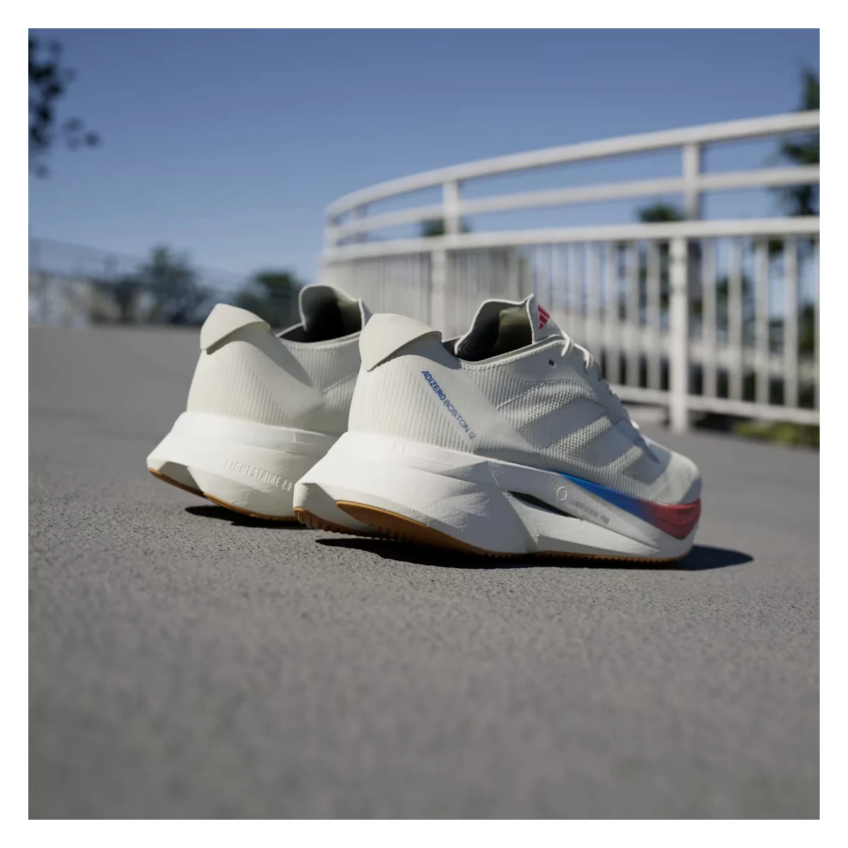 adidas Adizero Boston 12 Core White Matte Silver Pure Ruby (Women's)