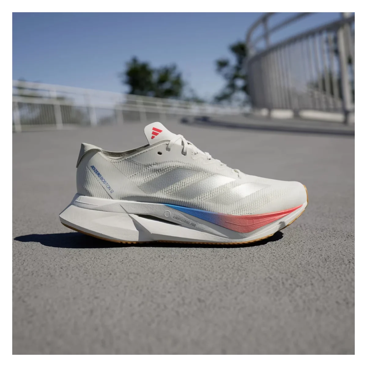 adidas Adizero Boston 12 Core White Matte Silver Pure Ruby (Women's)
