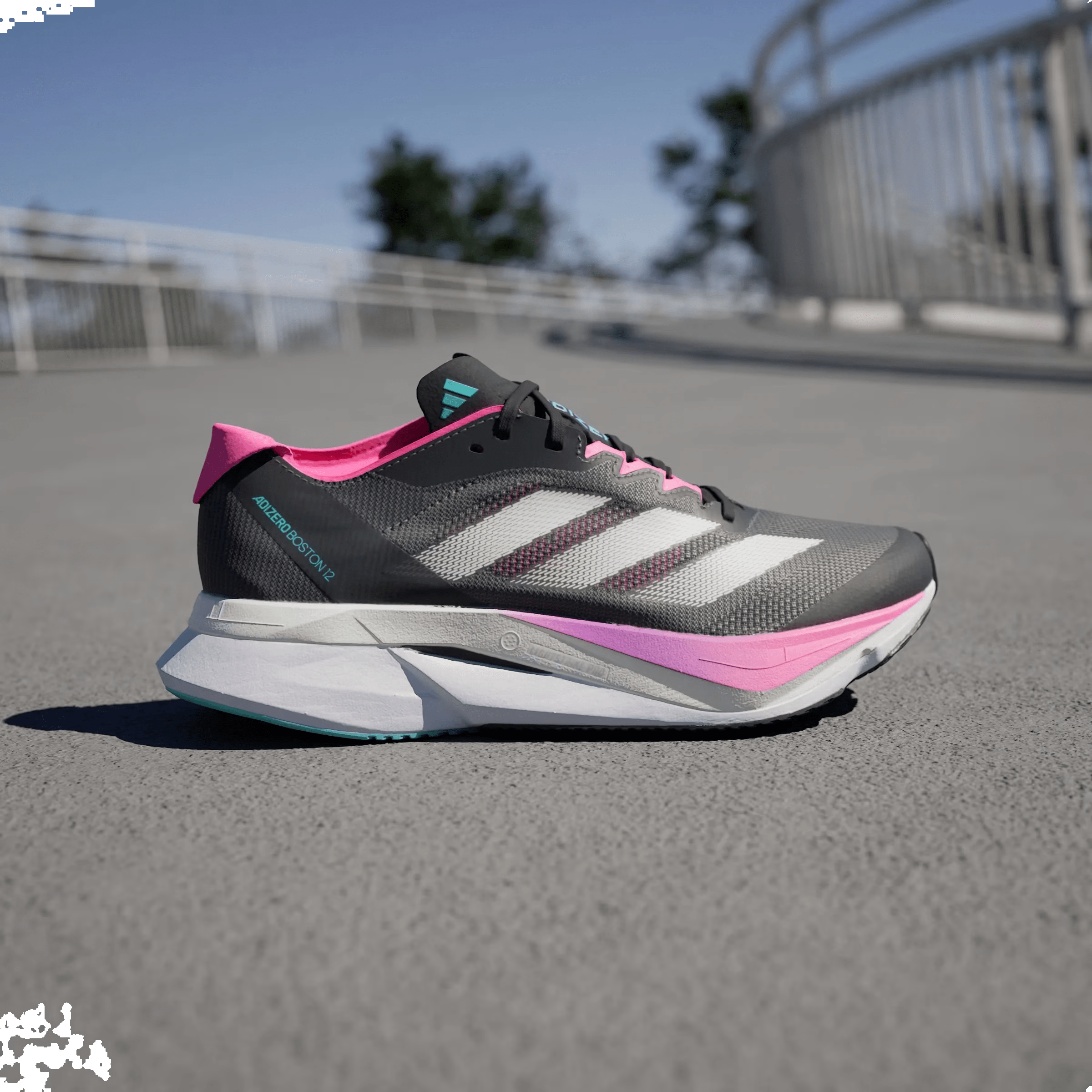 adidas Adizero Boston 12 Grey Five Crystal Jade Lucid Pink (Women's)