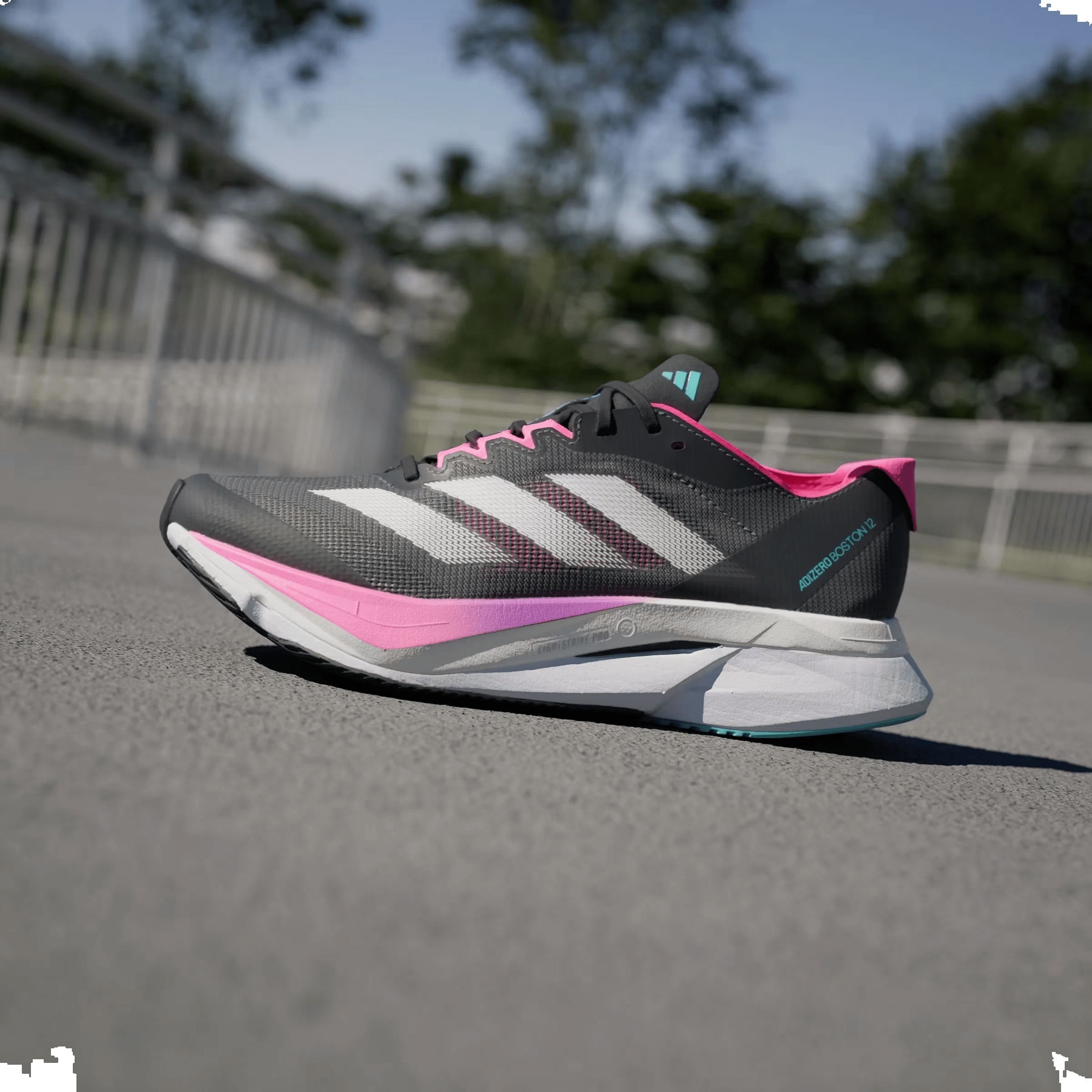 adidas Adizero Boston 12 Grey Five Crystal Jade Lucid Pink (Women's)