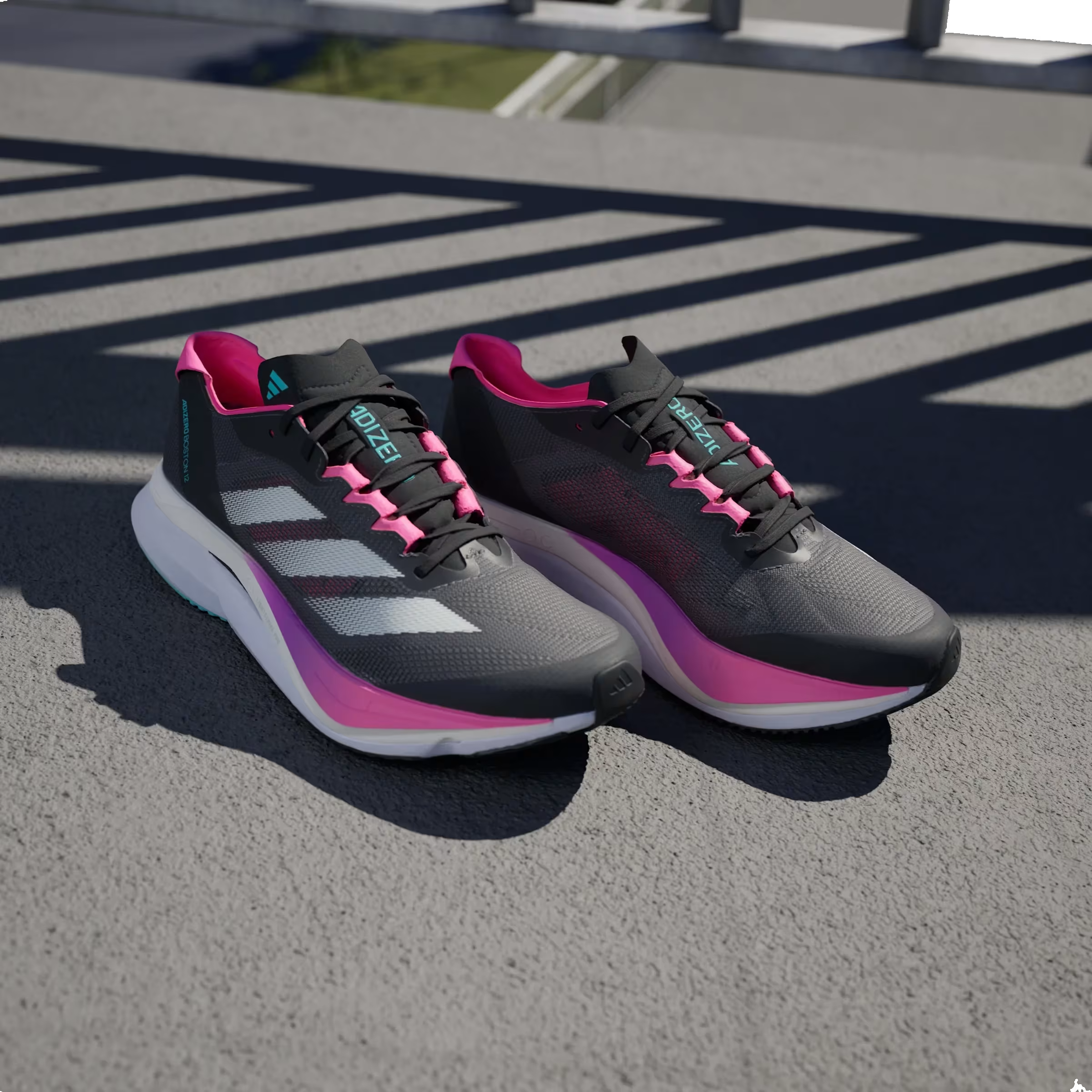 adidas Adizero Boston 12 Grey Five Crystal Jade Lucid Pink (Women's)