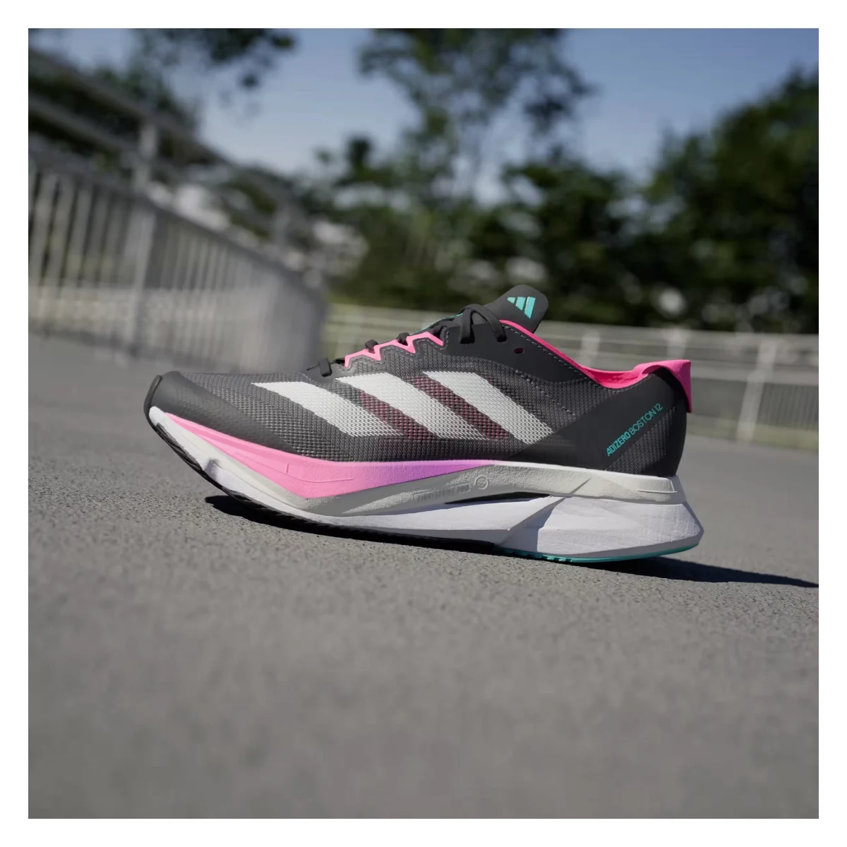 adidas Adizero Boston 12 Grey Five Crystal Jade Lucid Pink (Women's)